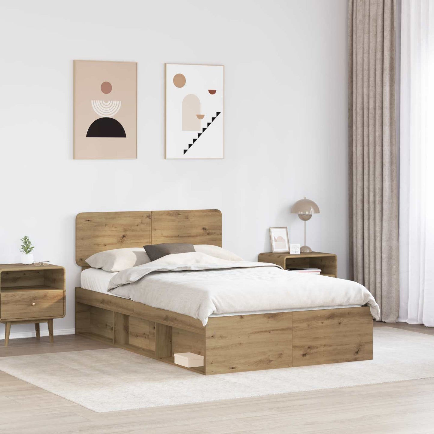 Bedframe Ambachtelijk eiken 135 x 190 cm Massief grenenhout is nu te koop bij PeponiXL, paradijselijk wonen!