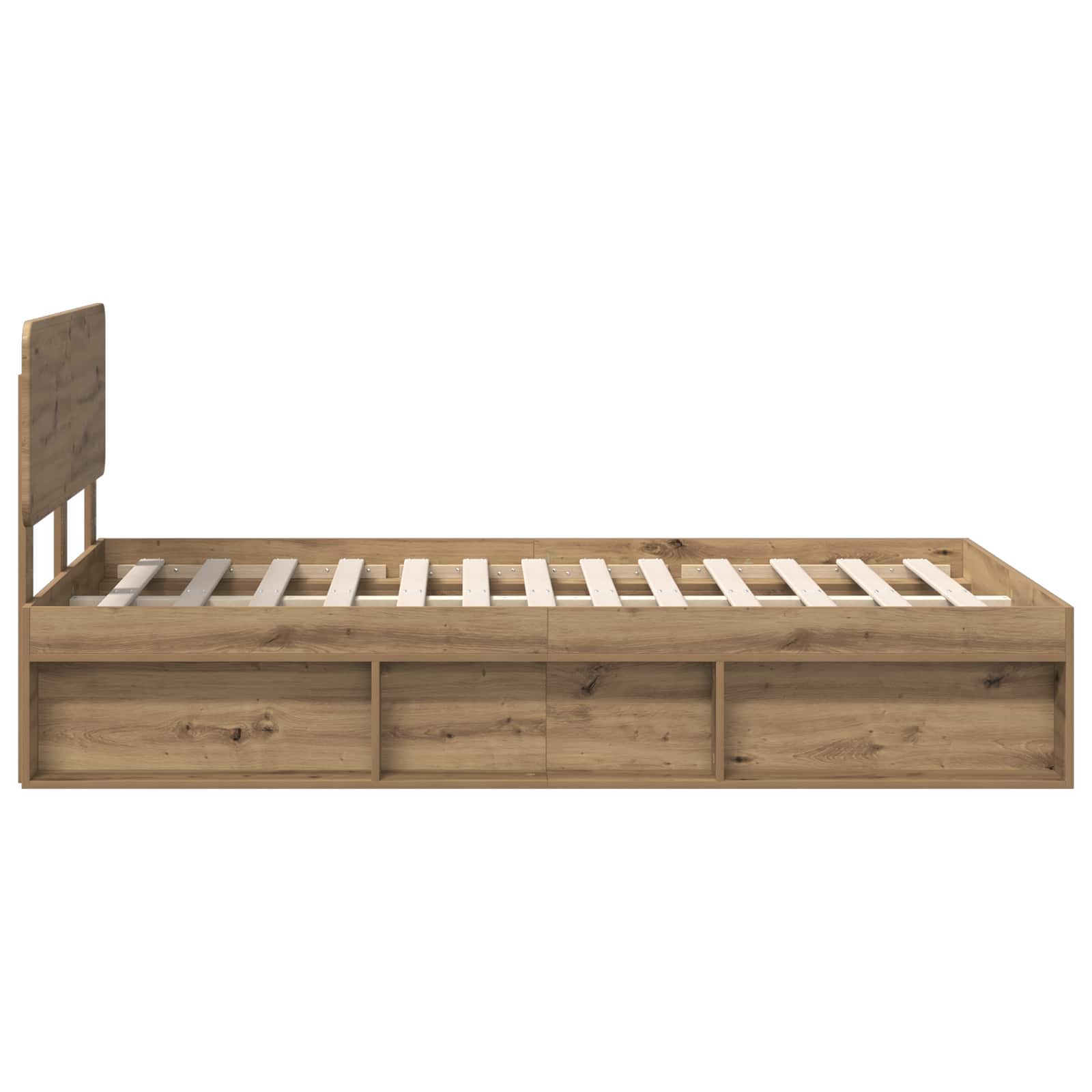 Bedframe Ambachtelijk eiken 135 x 190 cm Massief grenenhout is nu te koop bij PeponiXL, paradijselijk wonen!