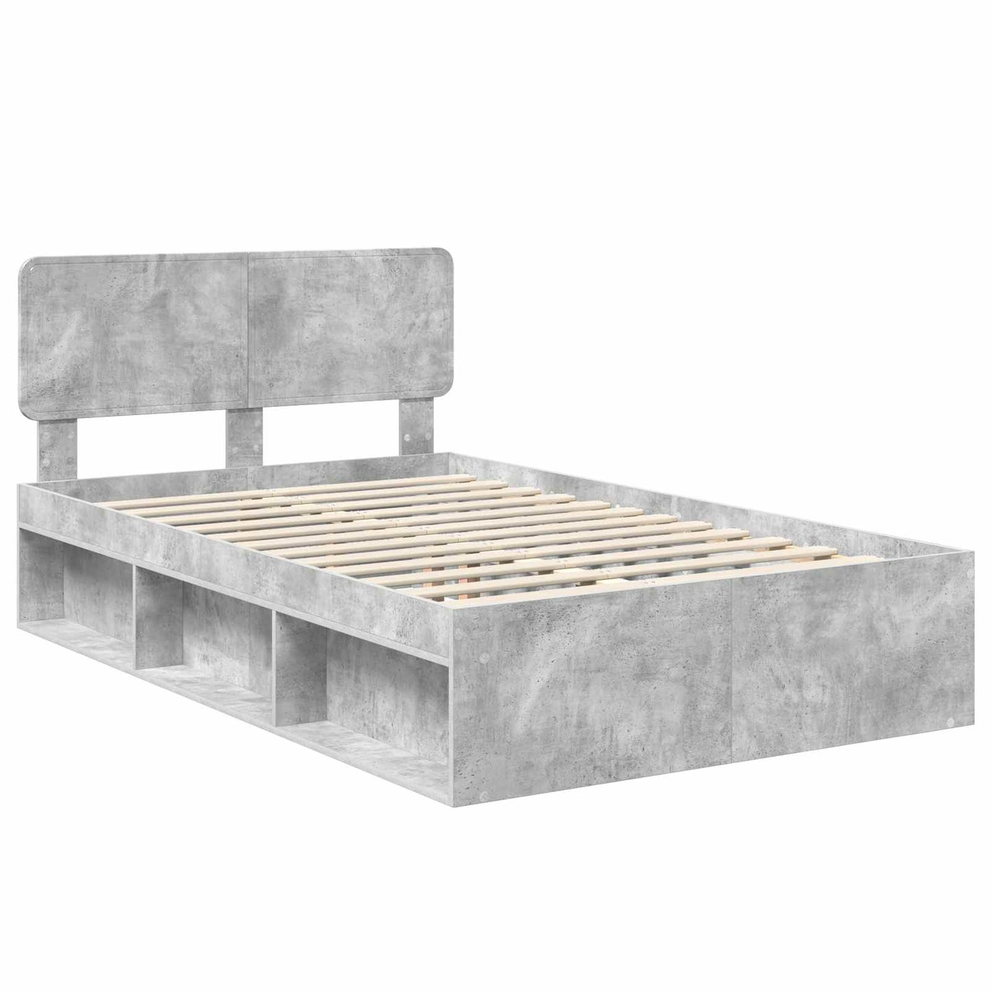 Bedframe met hoofdeinde Beton 120 x 200 cm Massief grenenhout is nu te koop bij PeponiXL, paradijselijk wonen!