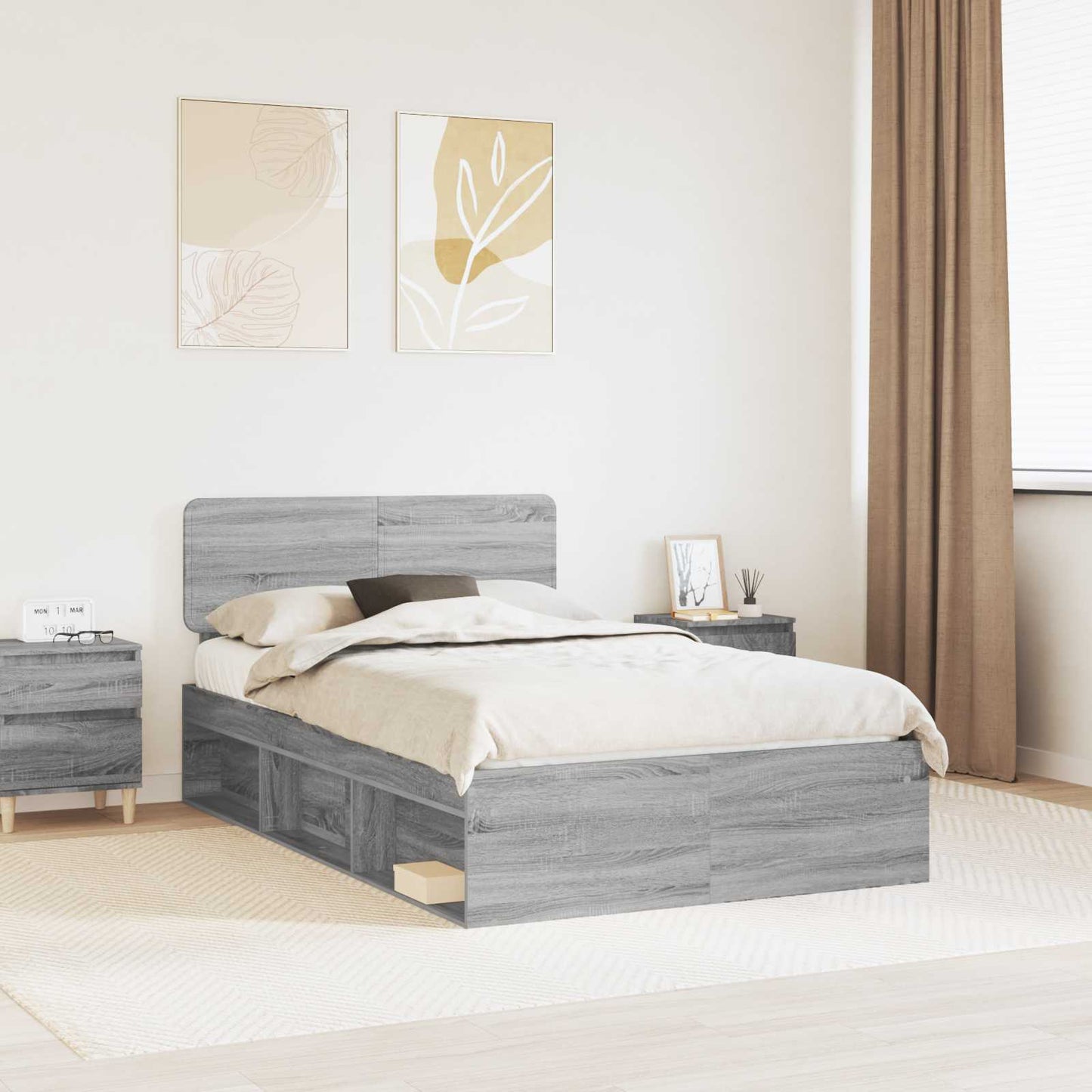 Bedframe Grijs Sonoma 120 x 200 cm Massief grenenhout is nu te koop bij PeponiXL, paradijselijk wonen!