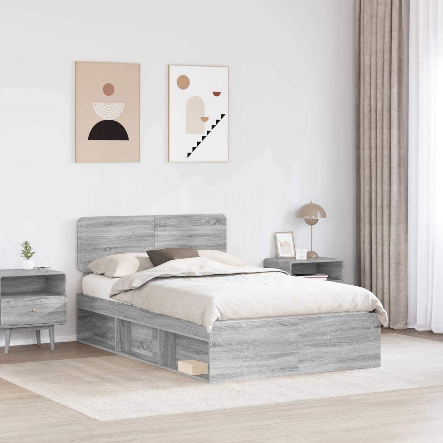 Bedframe Grijs Sonoma 120 x 200 cm Massief grenenhout is nu te koop bij PeponiXL, paradijselijk wonen!