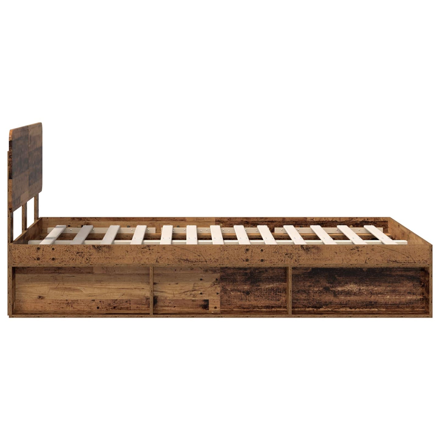 Bedframe met hoofdeinde Oudhout 120 x 200 cm Massief grenenhout is nu te koop bij PeponiXL, paradijselijk wonen!