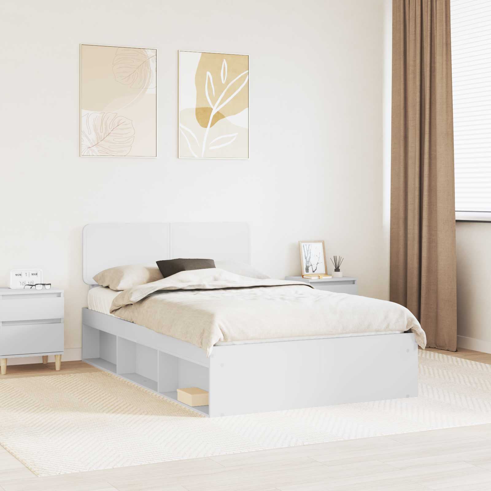 Bedframe met hoofdeinde Wit 120 x 190 cm Massief grenenhout is nu te koop bij PeponiXL, paradijselijk wonen!