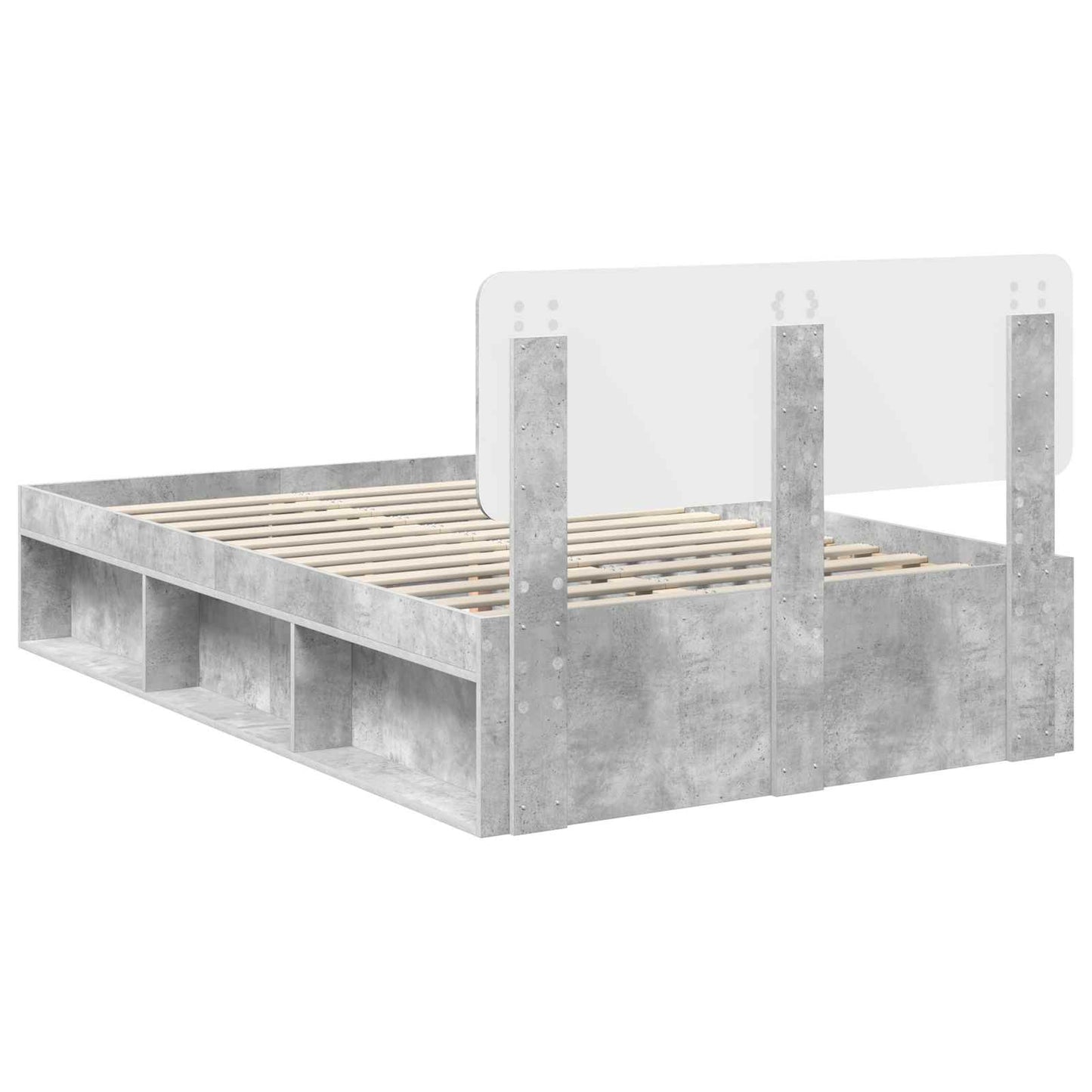 Bedframe met hoofdeinde Beton 120 x 190 cm Massief grenenhout is nu te koop bij PeponiXL, paradijselijk wonen!