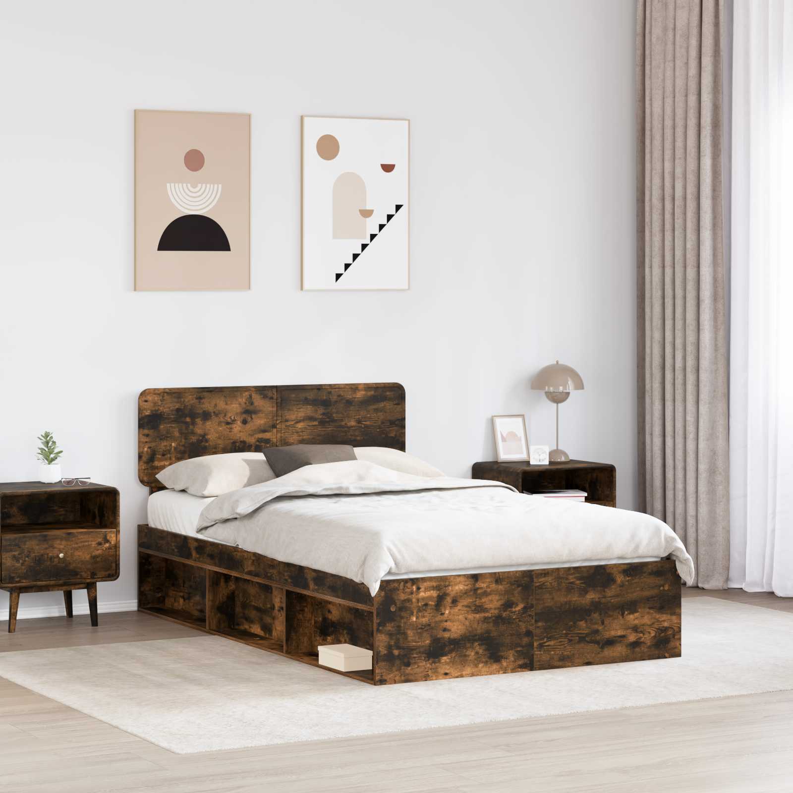 Bedframe Gerookt eiken 120 x 190 cm Massief grenenhout is nu te koop bij PeponiXL, paradijselijk wonen!