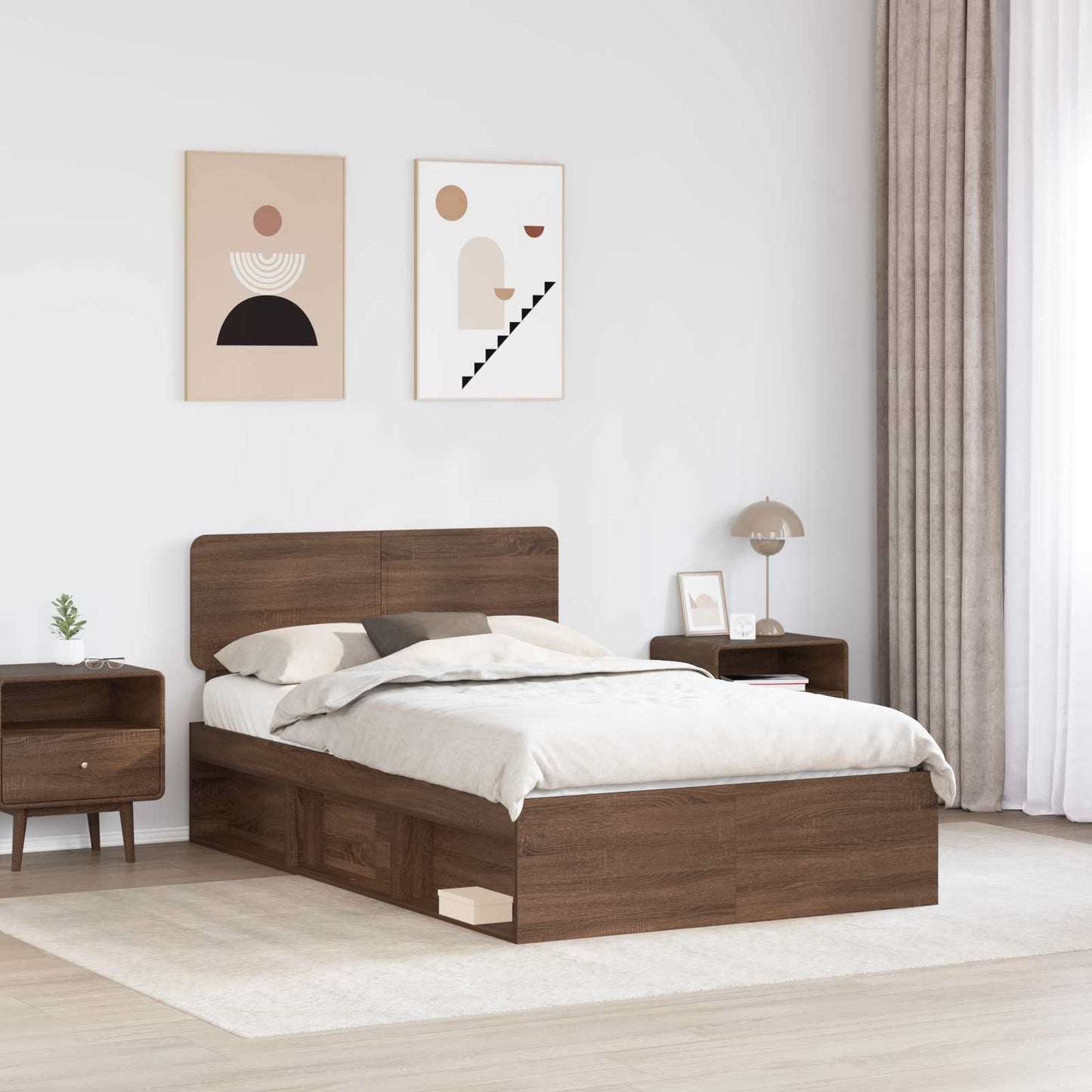 Bedframe Bruin Eiken 120 x 190 cm Massief grenenhout is nu te koop bij PeponiXL, paradijselijk wonen!