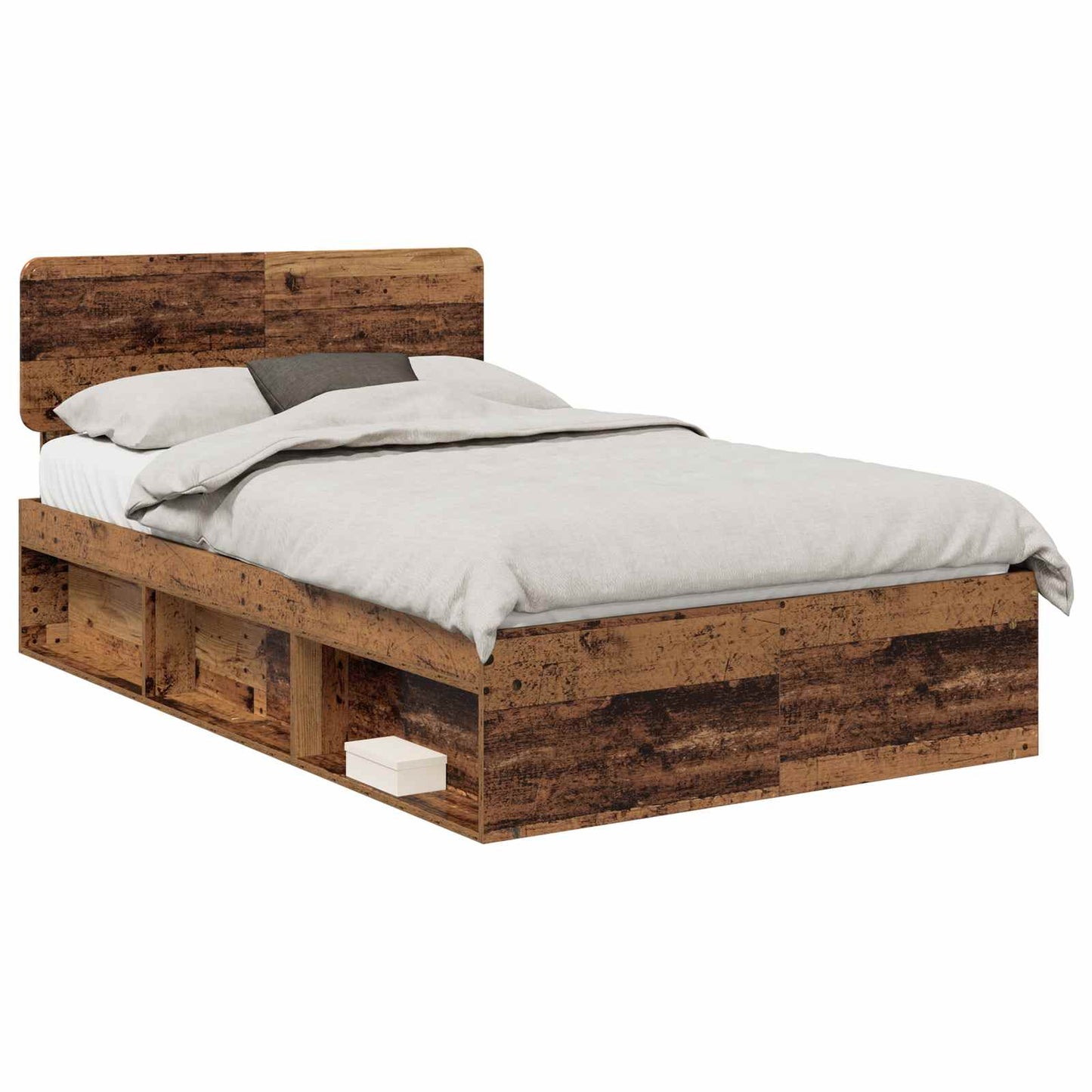 Bedframe met hoofdeinde Oudhout 120 x 190 cm Massief grenenhout is nu te koop bij PeponiXL, paradijselijk wonen!