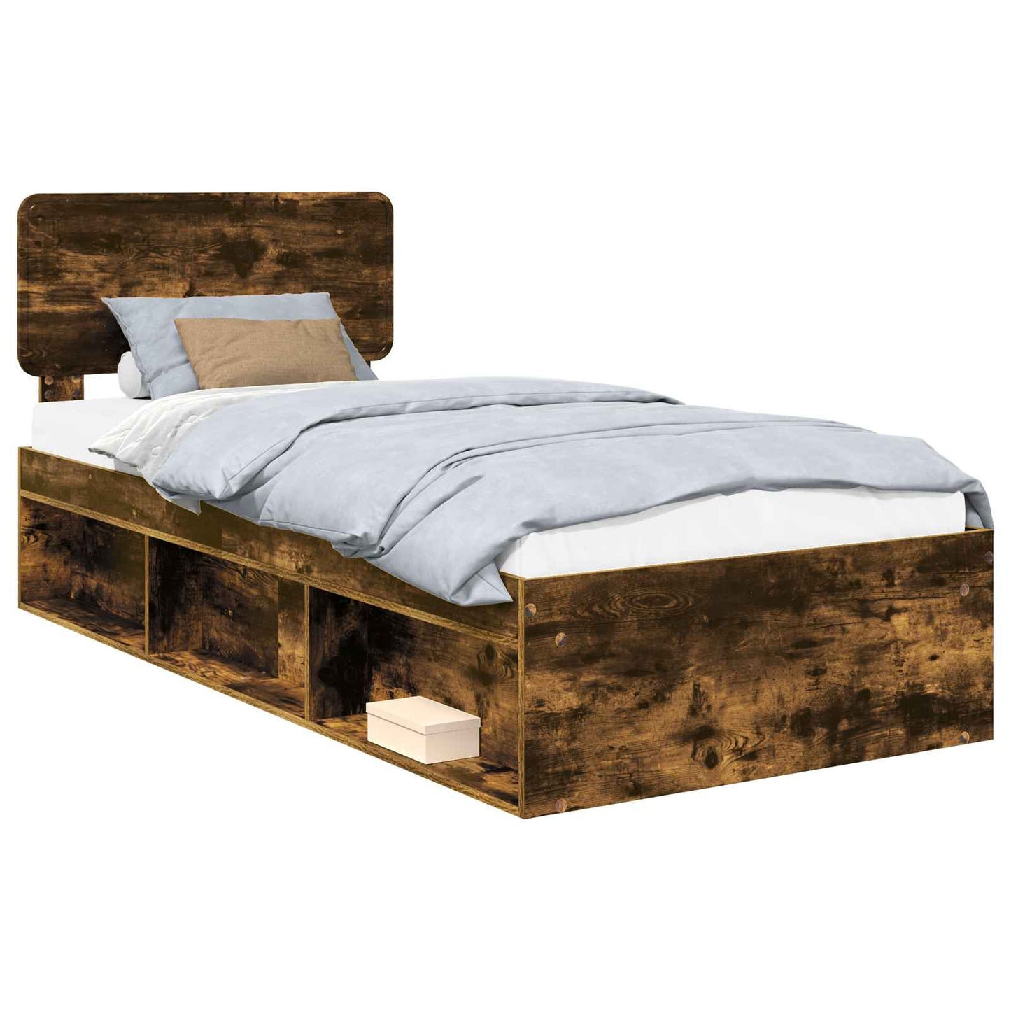 Bedframe Gerookt eiken 100 x 200 cm Massief grenenhout is nu te koop bij PeponiXL, paradijselijk wonen!
