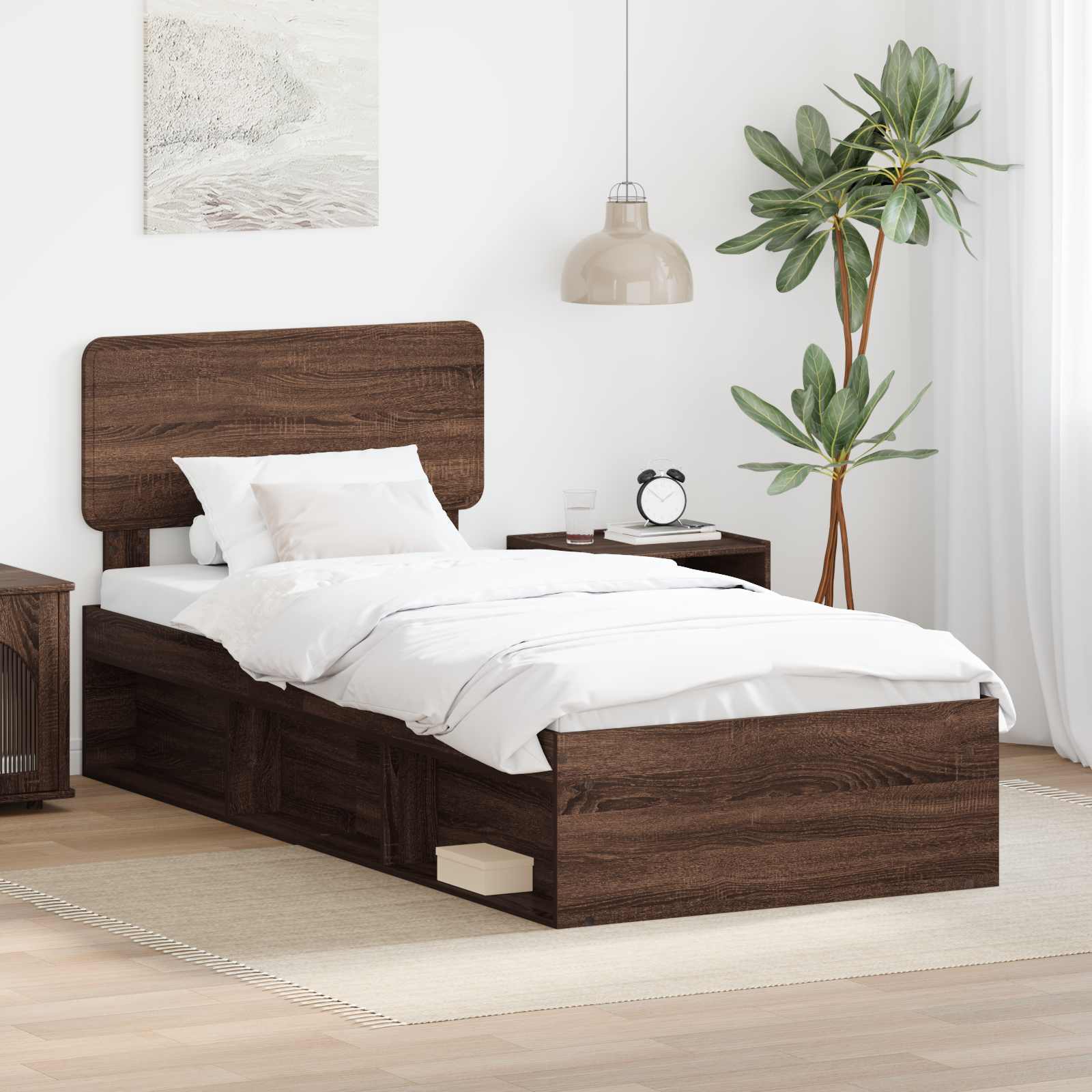 Bedframe Bruin Eiken 100 x 200 cm Massief grenenhout is nu te koop bij PeponiXL, paradijselijk wonen!