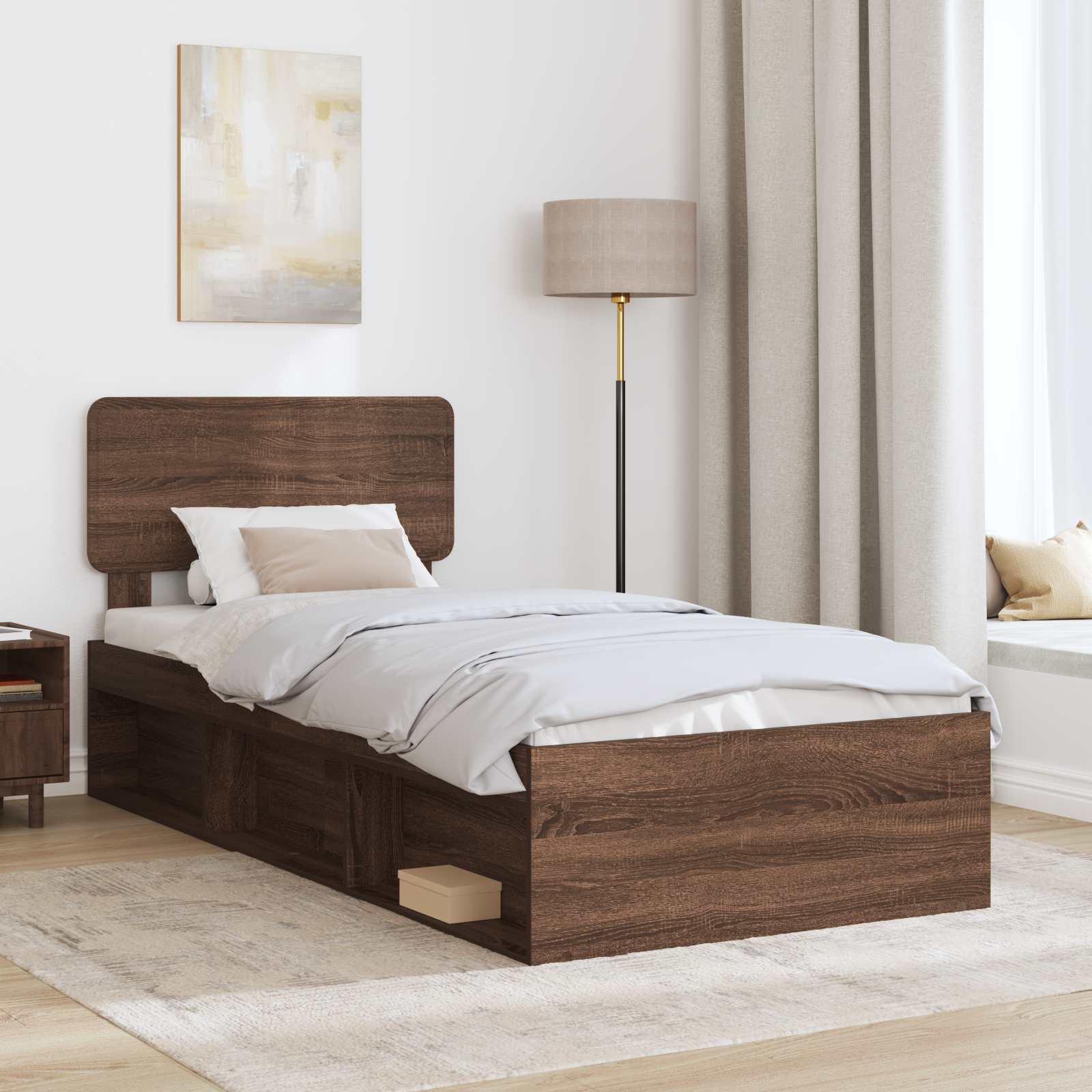 Bedframe Bruin Eiken 100 x 200 cm Massief grenenhout is nu te koop bij PeponiXL, paradijselijk wonen!