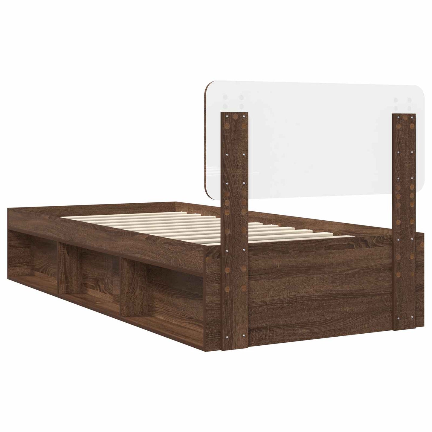 Bedframe Bruin Eiken 100 x 200 cm Massief grenenhout is nu te koop bij PeponiXL, paradijselijk wonen!