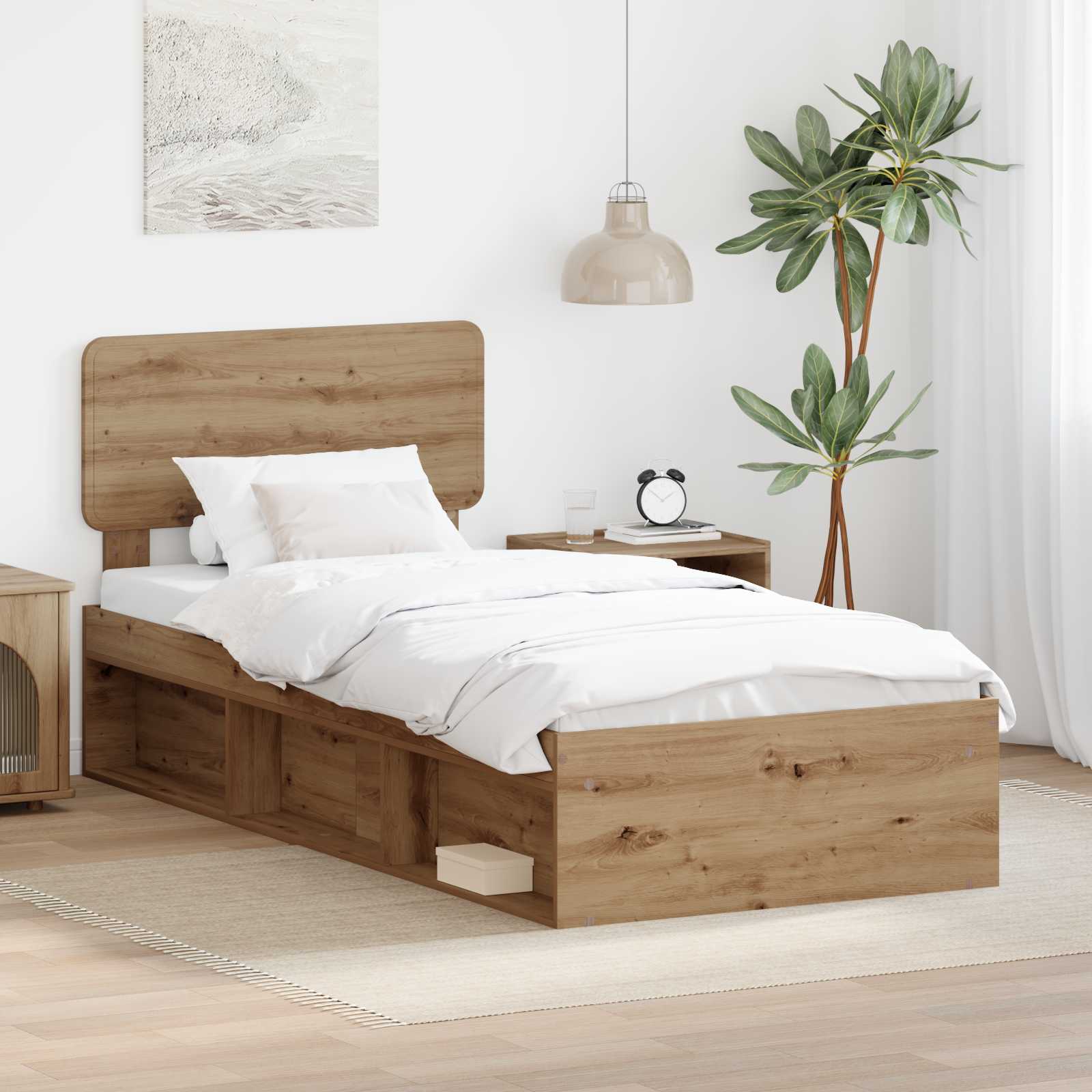 Bedframe Ambachtelijk eiken 100 x 200 cm Massief grenenhout is nu te koop bij PeponiXL, paradijselijk wonen!