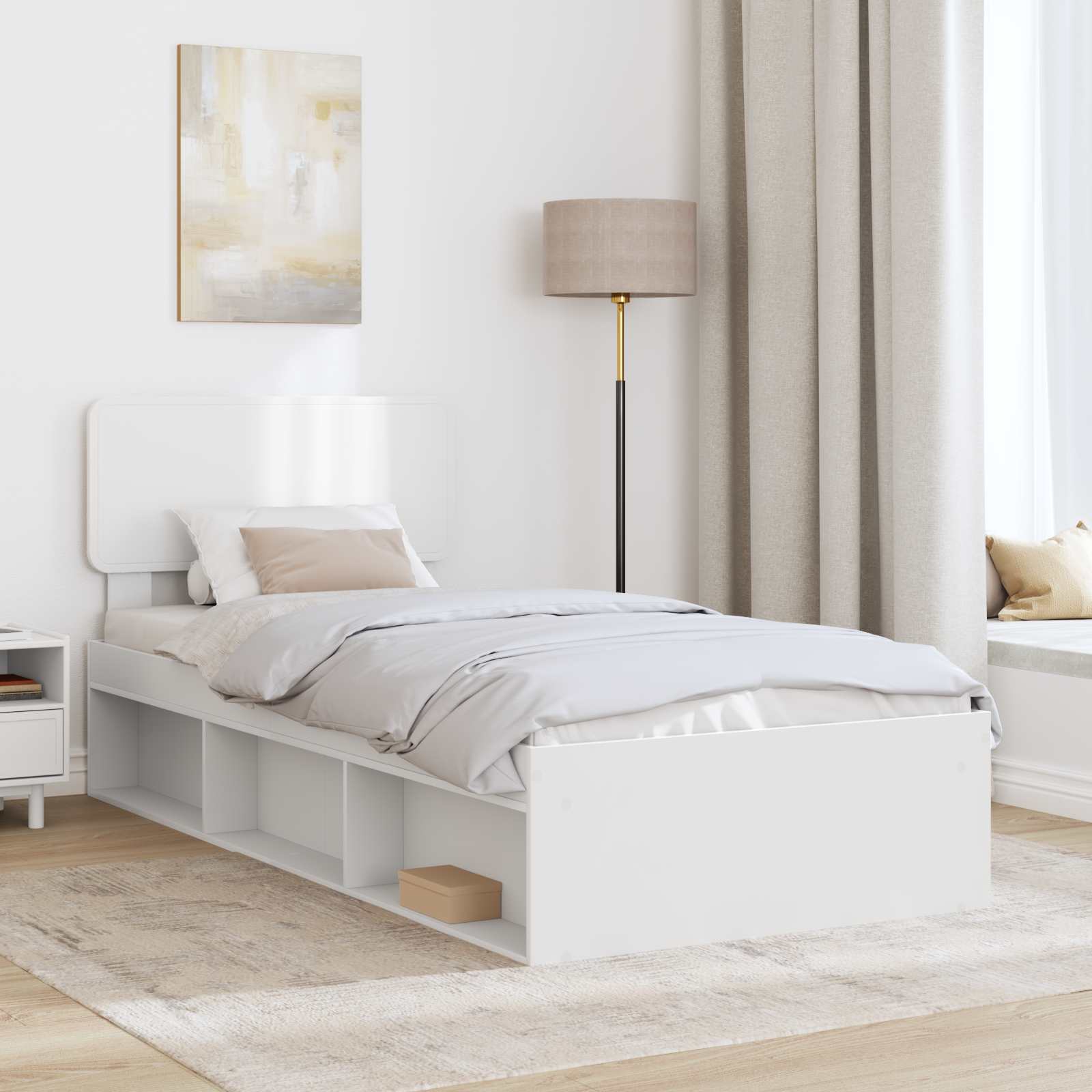 Bedframe met hoofdeinde Wit 90 x 200 cm Massief grenenhout is nu te koop bij PeponiXL, paradijselijk wonen!