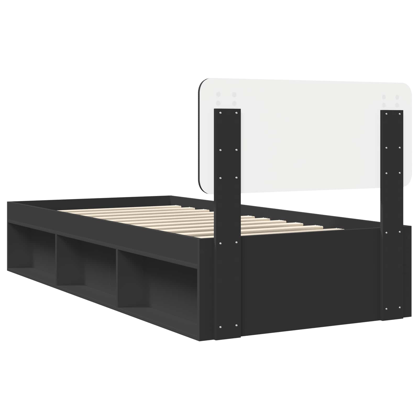 Bedframe met hoofdeinde Zwart 90 x 200 cm Massief grenenhout is nu te koop bij PeponiXL, paradijselijk wonen!
