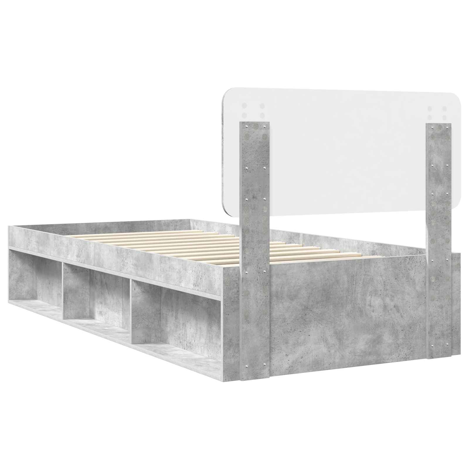 Bedframe met hoofdeinde Beton 90 x 200 cm Massief grenenhout is nu te koop bij PeponiXL, paradijselijk wonen!