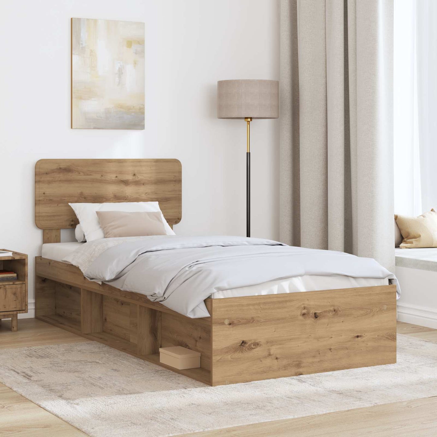 Bedframe Ambachtelijk eiken 90 x 200 cm Massief grenenhout is nu te koop bij PeponiXL, paradijselijk wonen!