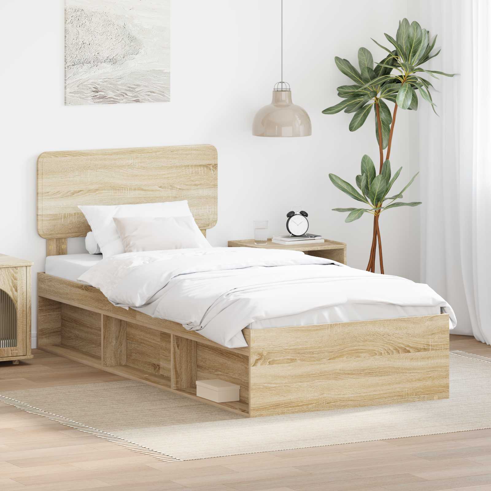 Bedframe met hoofdeinde Sonoma 90 x 190 cm Massief grenenhout is nu te koop bij PeponiXL, paradijselijk wonen!