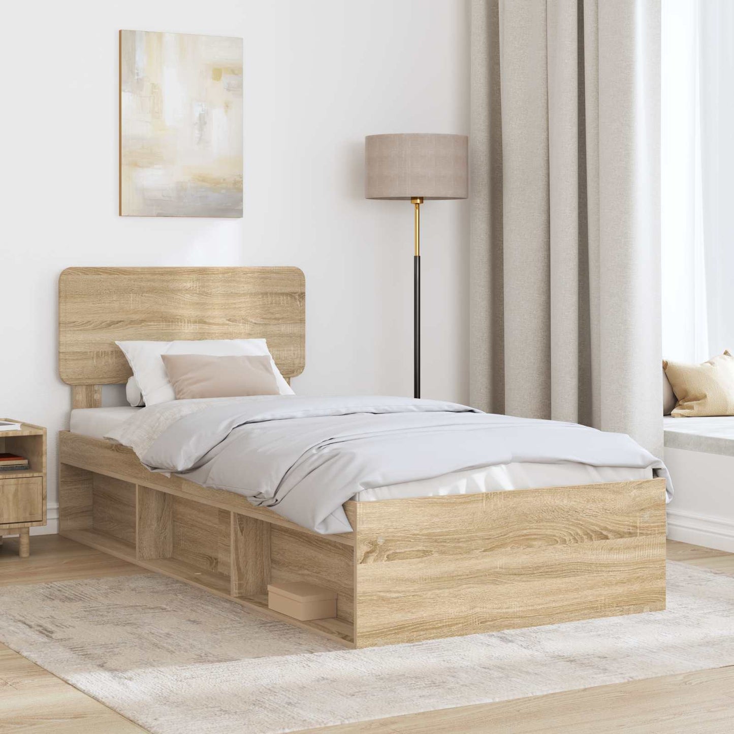 Bedframe met hoofdeinde Sonoma 90 x 190 cm Massief grenenhout is nu te koop bij PeponiXL, paradijselijk wonen!