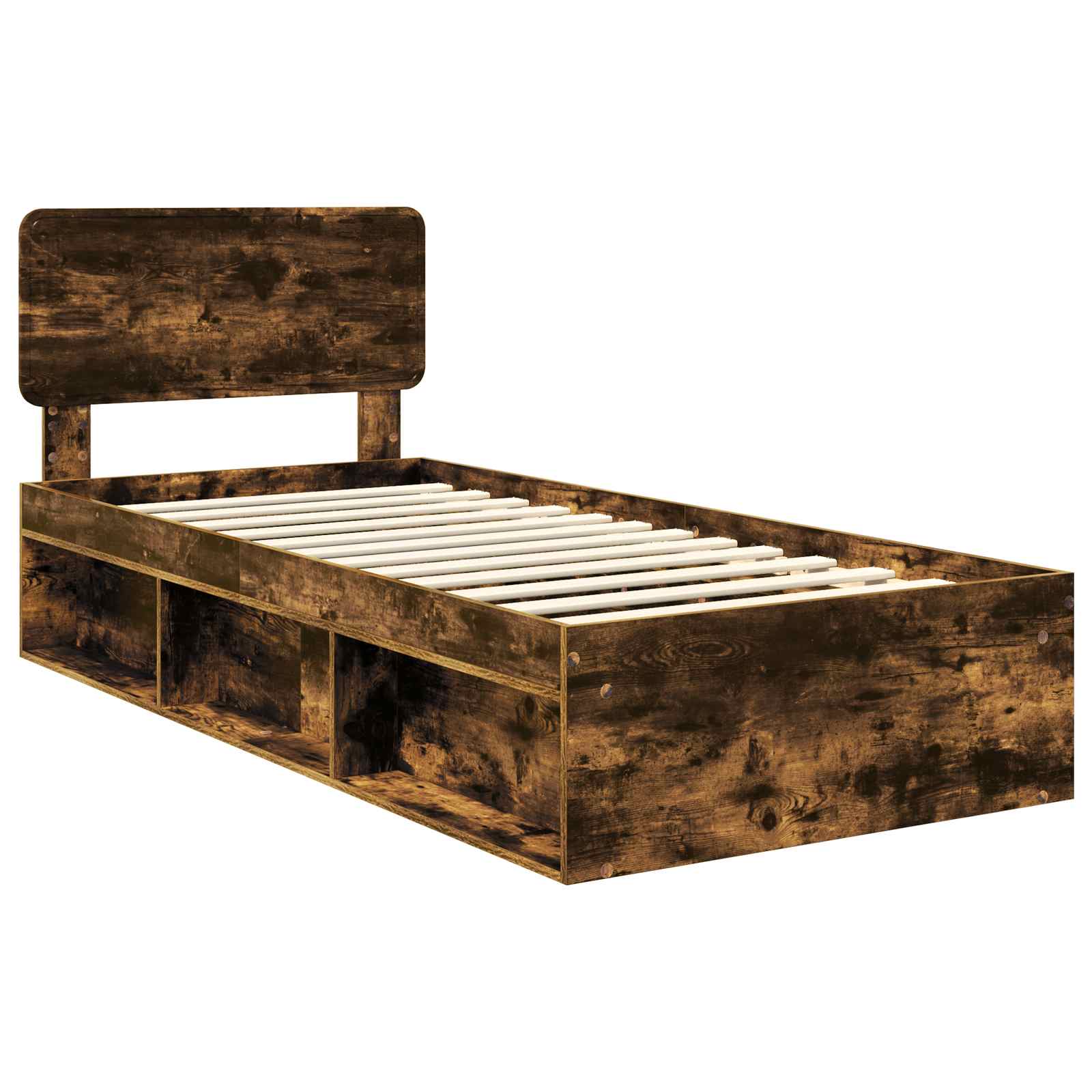 Bedframe Gerookt eiken 90 x 190 cm Massief grenenhout is nu te koop bij PeponiXL, paradijselijk wonen!