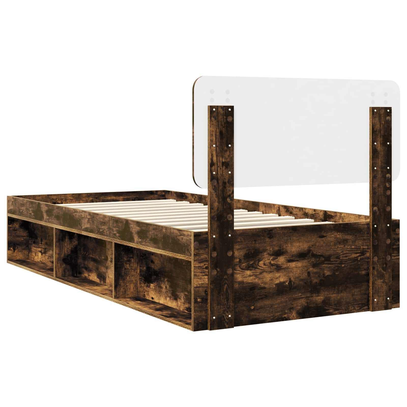 Bedframe Gerookt eiken 90 x 190 cm Massief grenenhout is nu te koop bij PeponiXL, paradijselijk wonen!