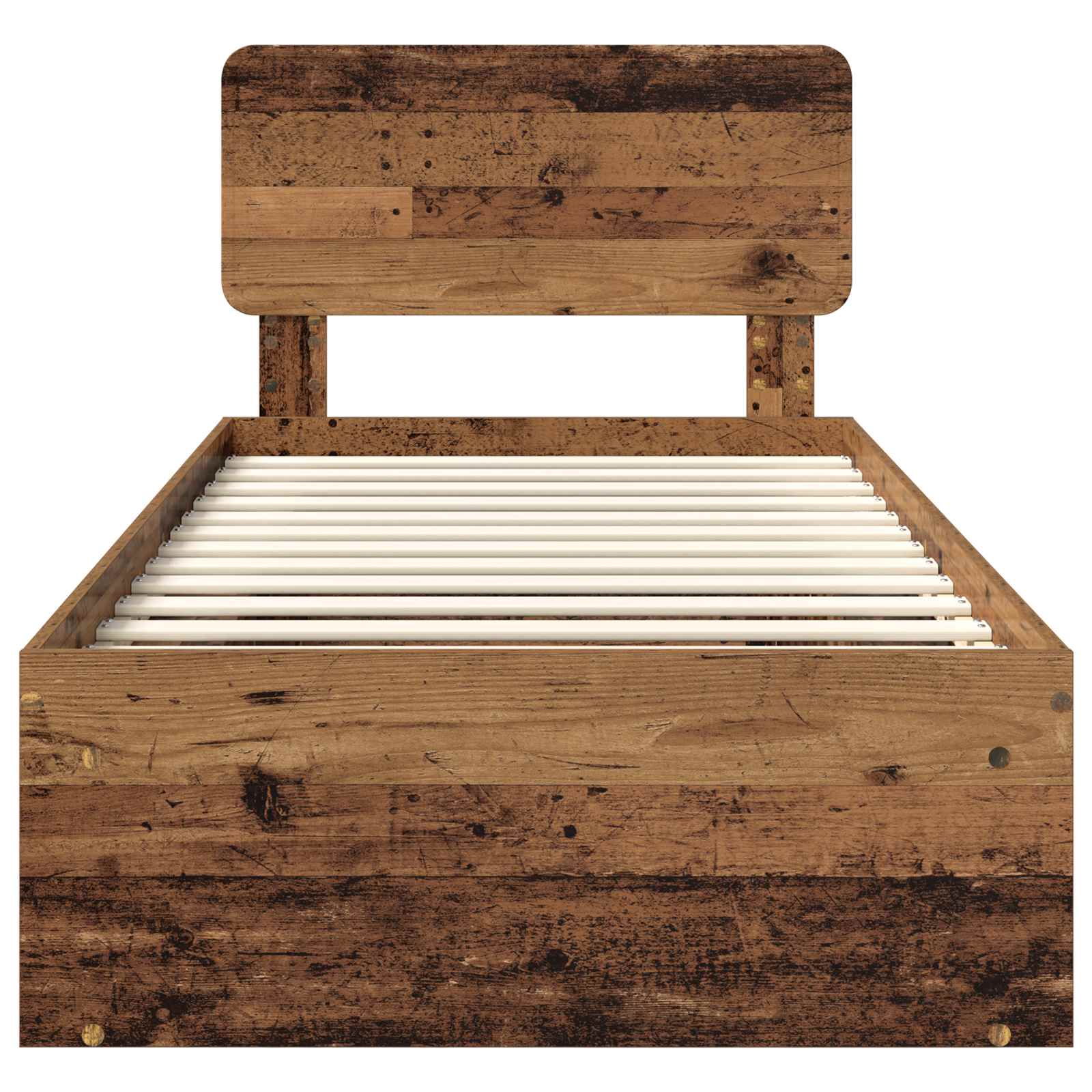 Bedframe met hoofdeinde Oudhout 90 x 190 cm Massief grenenhout is nu te koop bij PeponiXL, paradijselijk wonen!