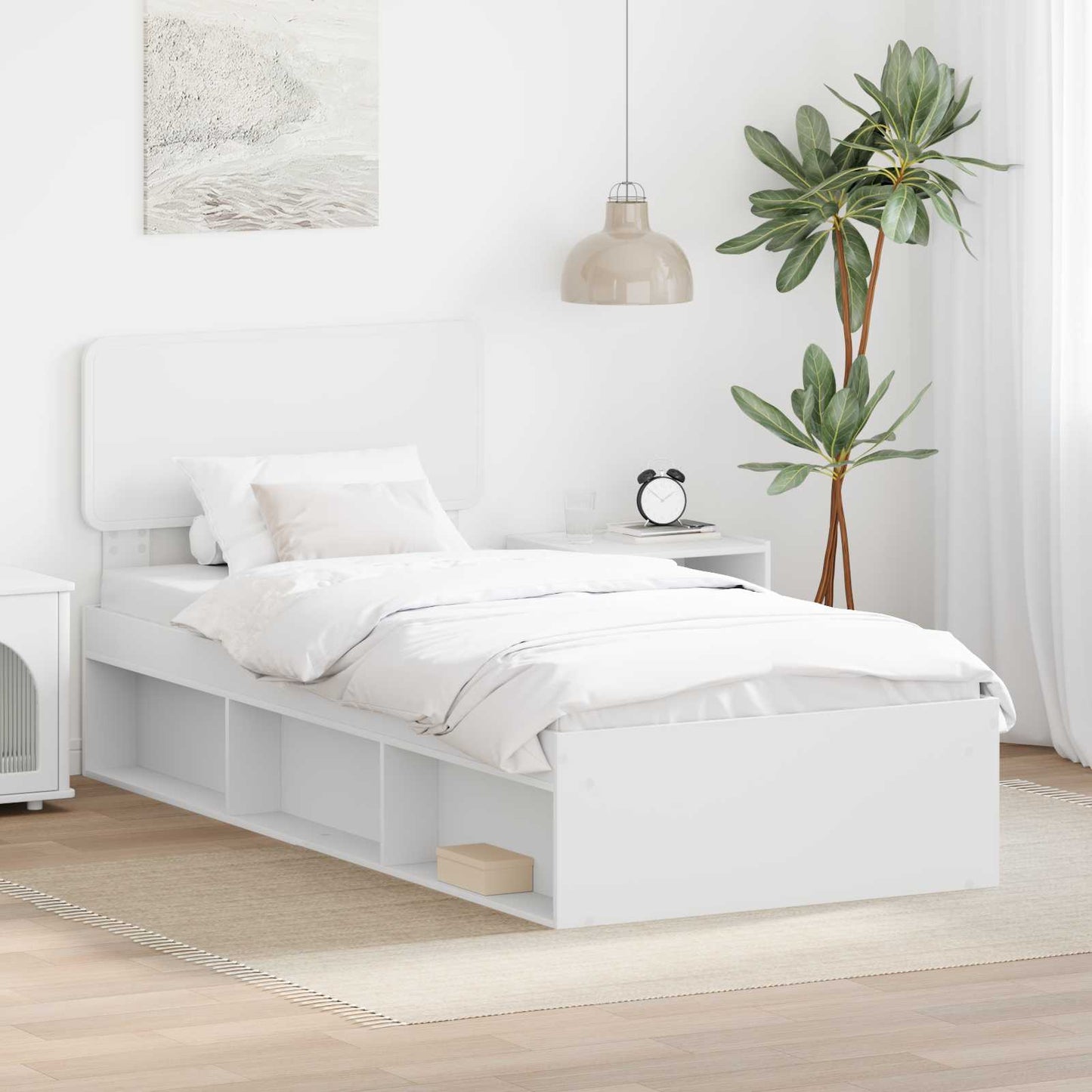 Bedframe met hoofdeinde Wit 75 x 190 cm Massief grenenhout is nu te koop bij PeponiXL, paradijselijk wonen!