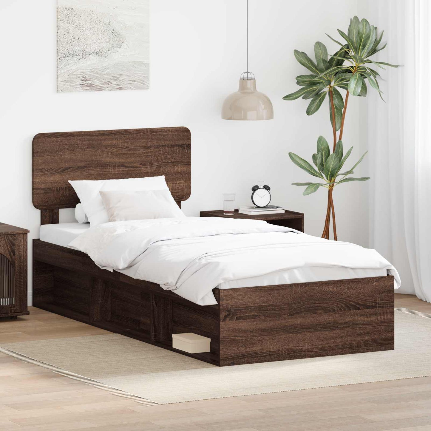 Bedframe Bruin Eiken 75 x 190 cm Massief grenenhout is nu te koop bij PeponiXL, paradijselijk wonen!