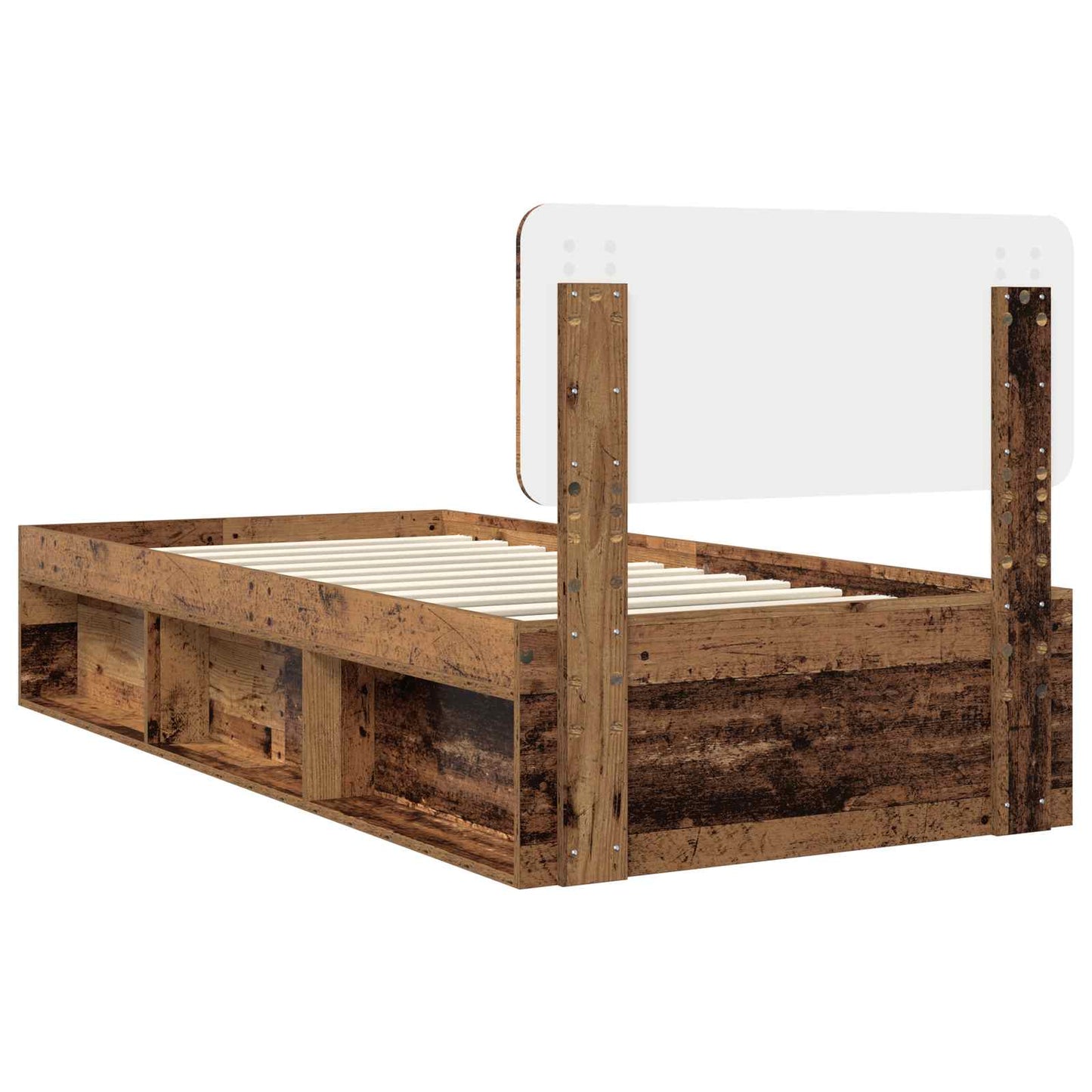 Bedframe met hoofdeinde Oudhout 75 x 190 cm Massief grenenhout is nu te koop bij PeponiXL, paradijselijk wonen!