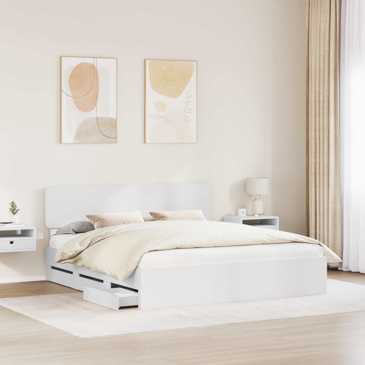 Bedframe met lade Wit 200 x 200 cm Geconstrueerd hout is nu te koop bij PeponiXL, paradijselijk wonen!
