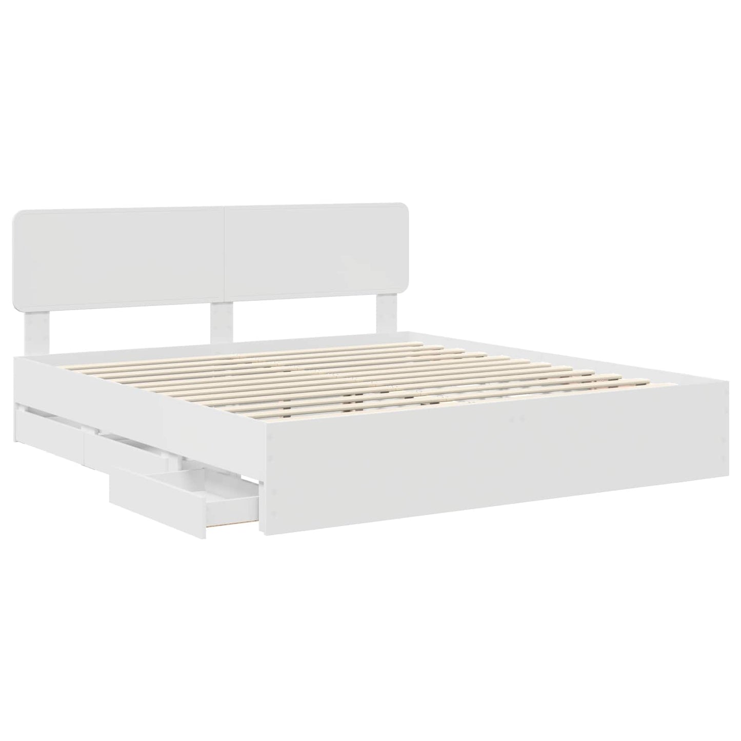 Bedframe met lade Wit 200 x 200 cm Geconstrueerd hout is nu te koop bij PeponiXL, paradijselijk wonen!