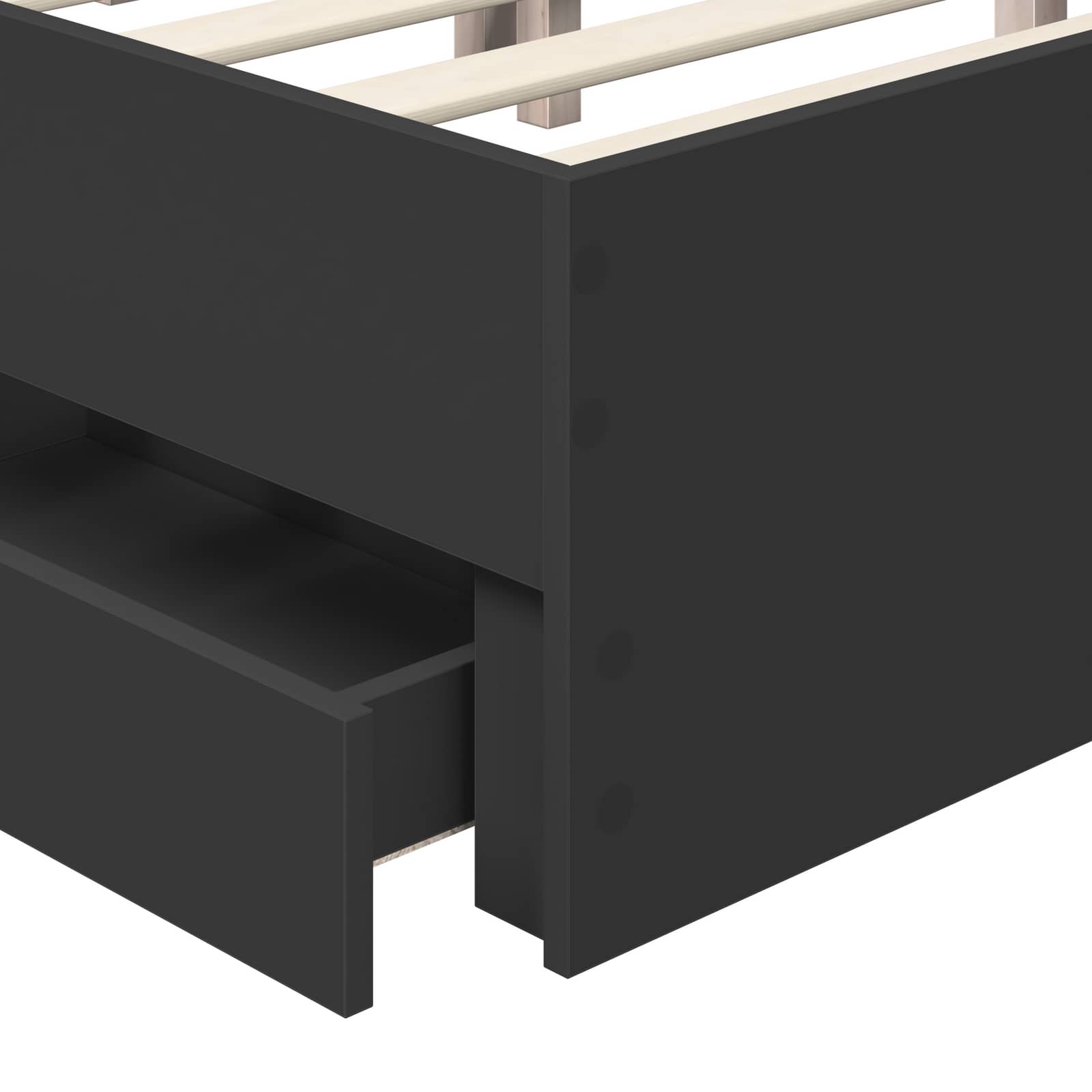 Bedframe met lade Zwart 200 x 200 cm Geconstrueerd hout is nu te koop bij PeponiXL, paradijselijk wonen!