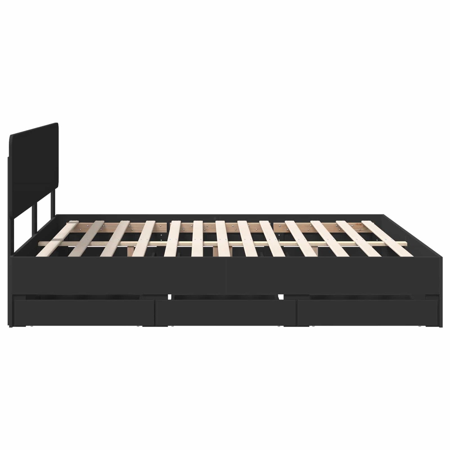 Bedframe met lade Zwart 200 x 200 cm Geconstrueerd hout is nu te koop bij PeponiXL, paradijselijk wonen!