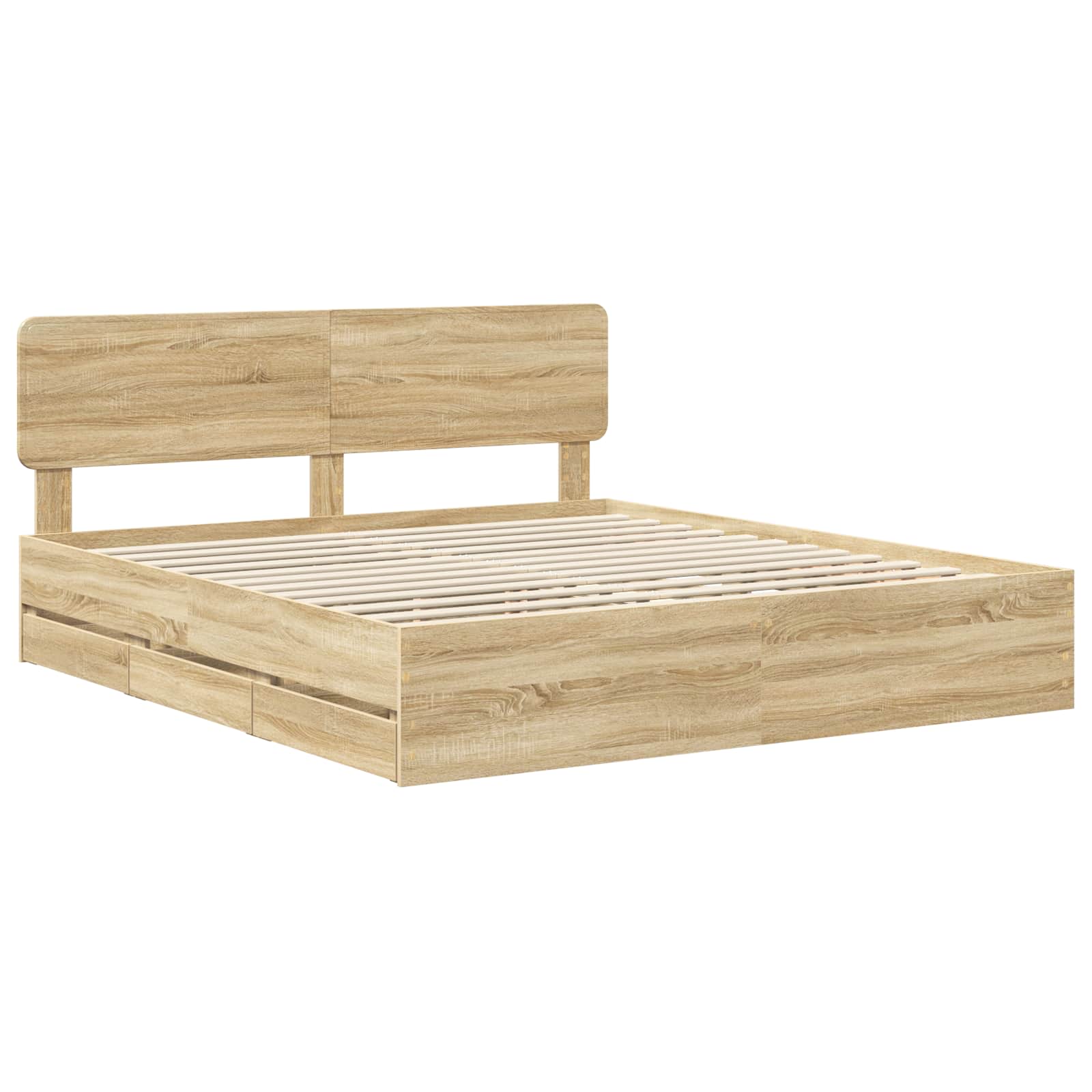 Bedframe met lade Sonoma Eiken 200 x 200 cm Geconstrueerd hout is nu te koop bij PeponiXL, paradijselijk wonen!