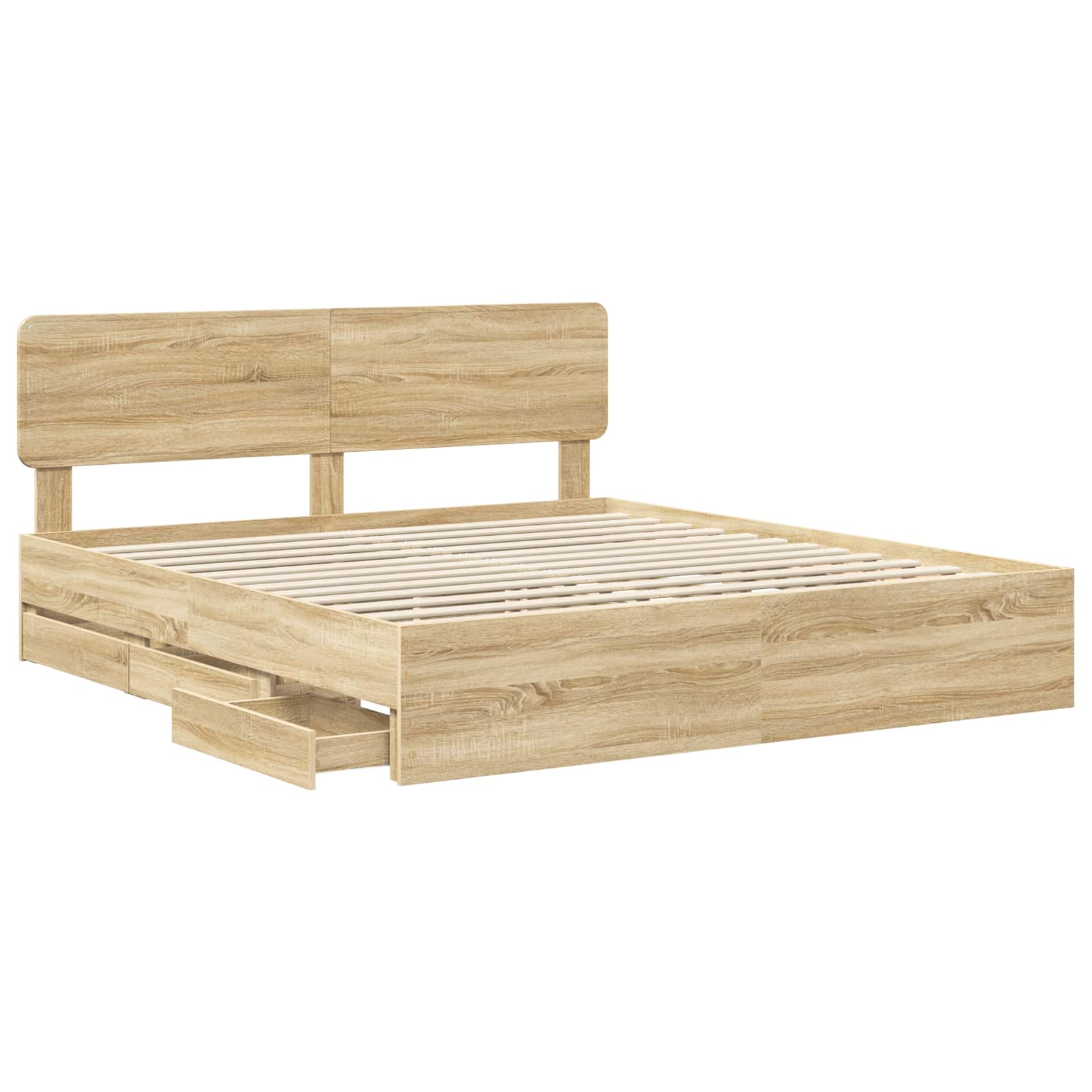 Bedframe met lade Sonoma Eiken 200 x 200 cm Geconstrueerd hout is nu te koop bij PeponiXL, paradijselijk wonen!