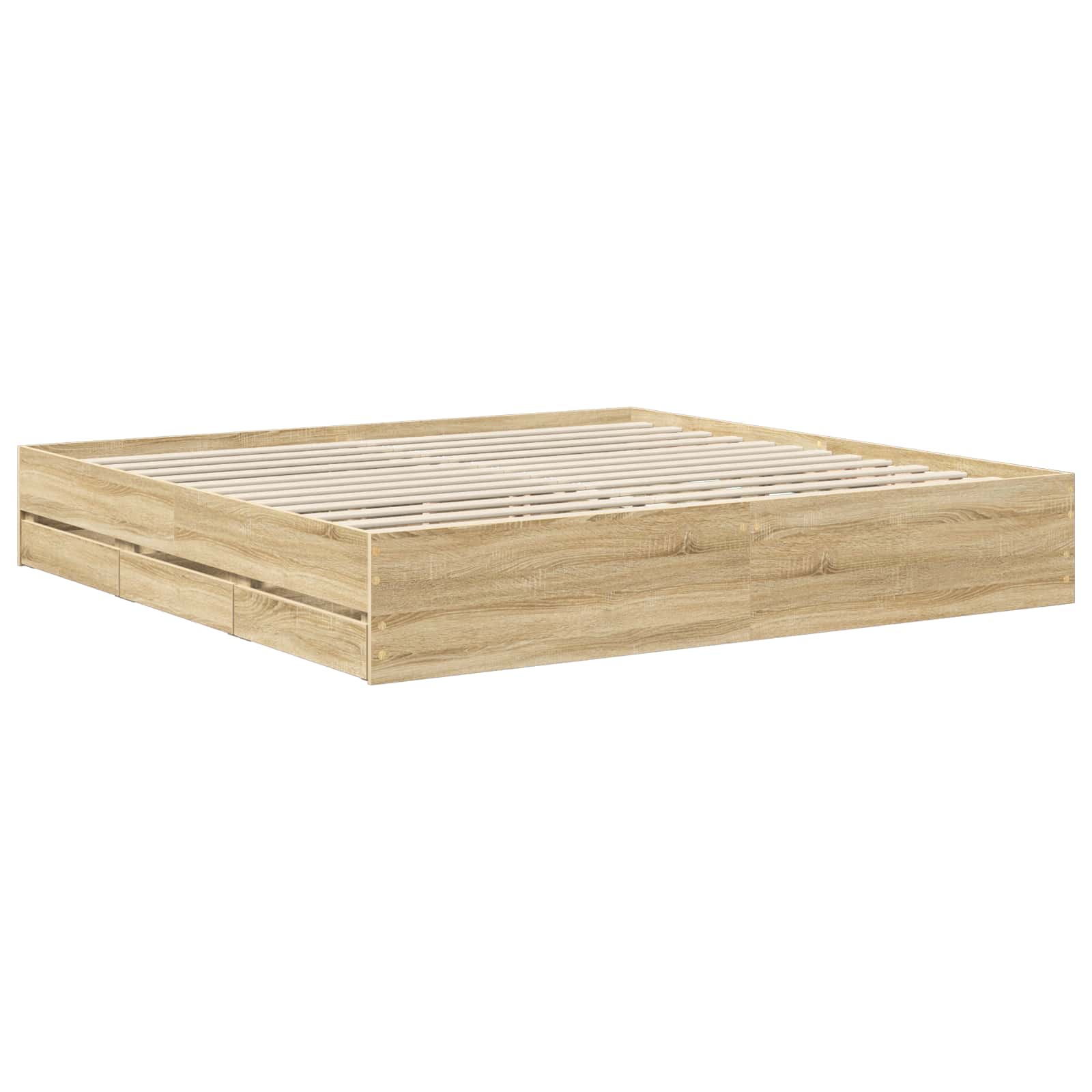 Bedframe met lade Sonoma Eiken 200 x 200 cm Geconstrueerd hout is nu te koop bij PeponiXL, paradijselijk wonen!