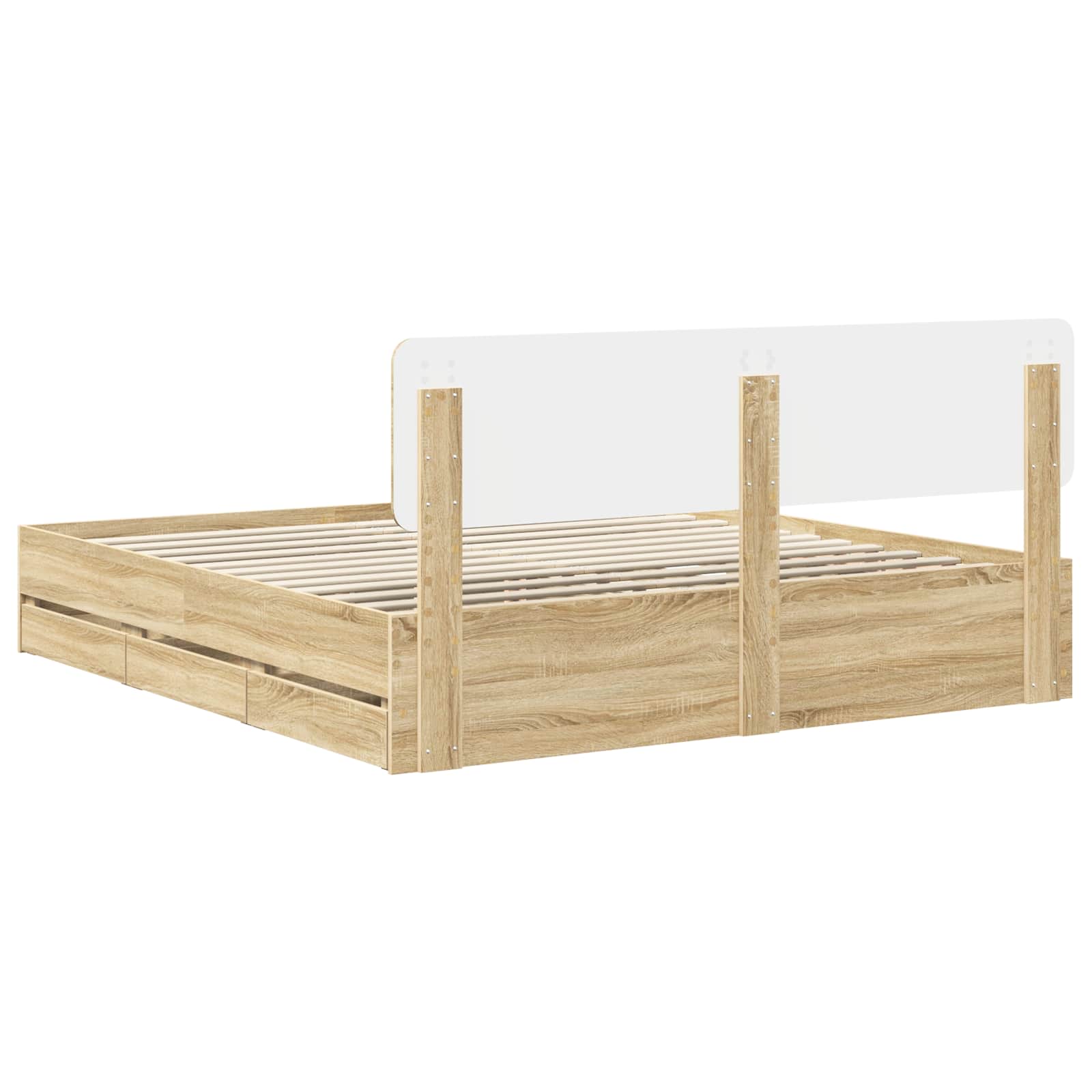Bedframe met lade Sonoma Eiken 200 x 200 cm Geconstrueerd hout is nu te koop bij PeponiXL, paradijselijk wonen!