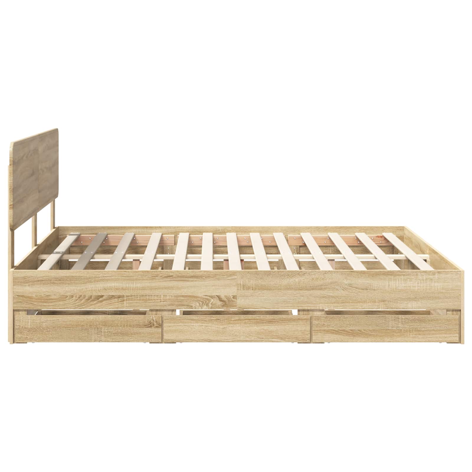 Bedframe met lade Sonoma Eiken 200 x 200 cm Geconstrueerd hout is nu te koop bij PeponiXL, paradijselijk wonen!