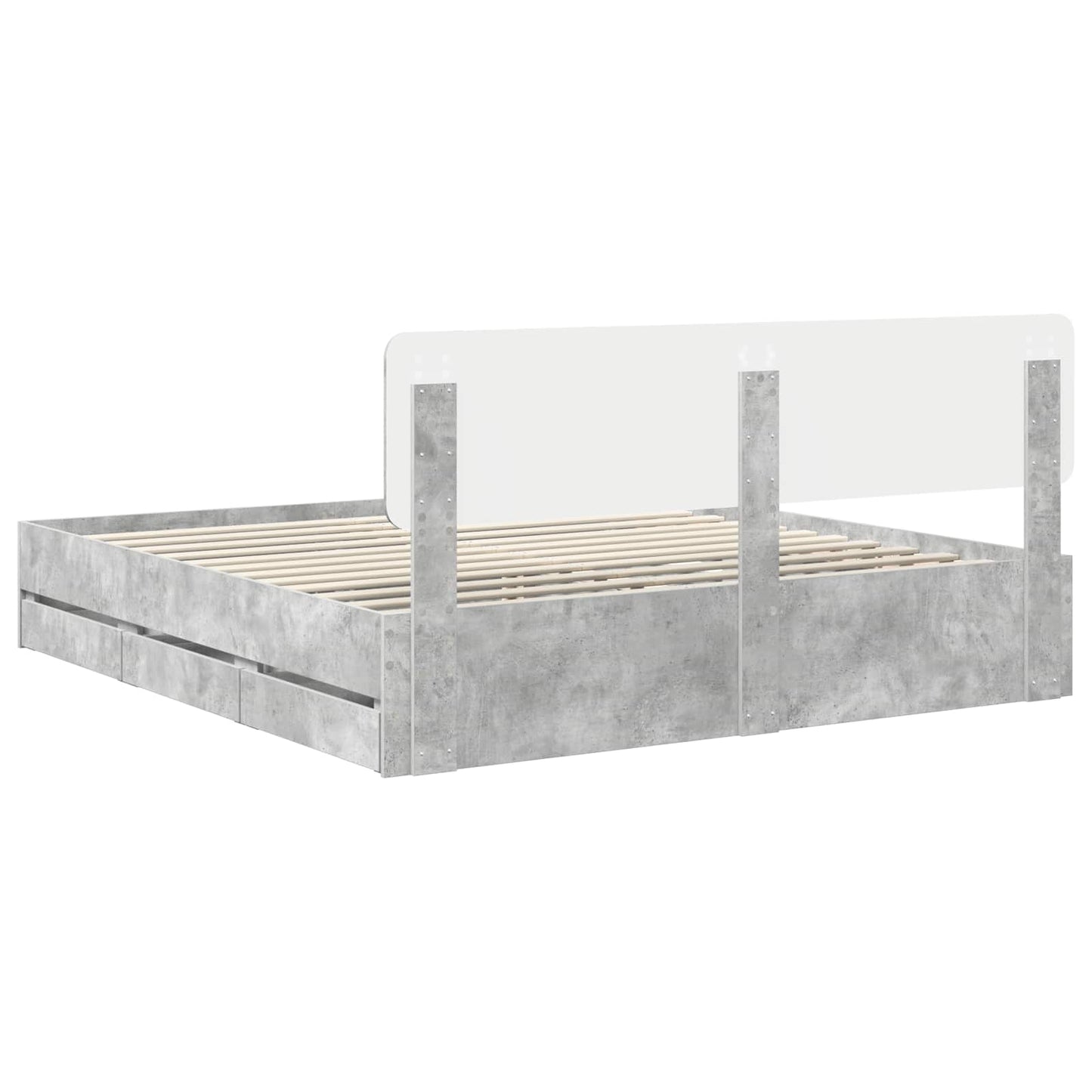 Bedframe met lade Beton Grijs 200 x 200 cm Geconstrueerd hout is nu te koop bij PeponiXL, paradijselijk wonen!