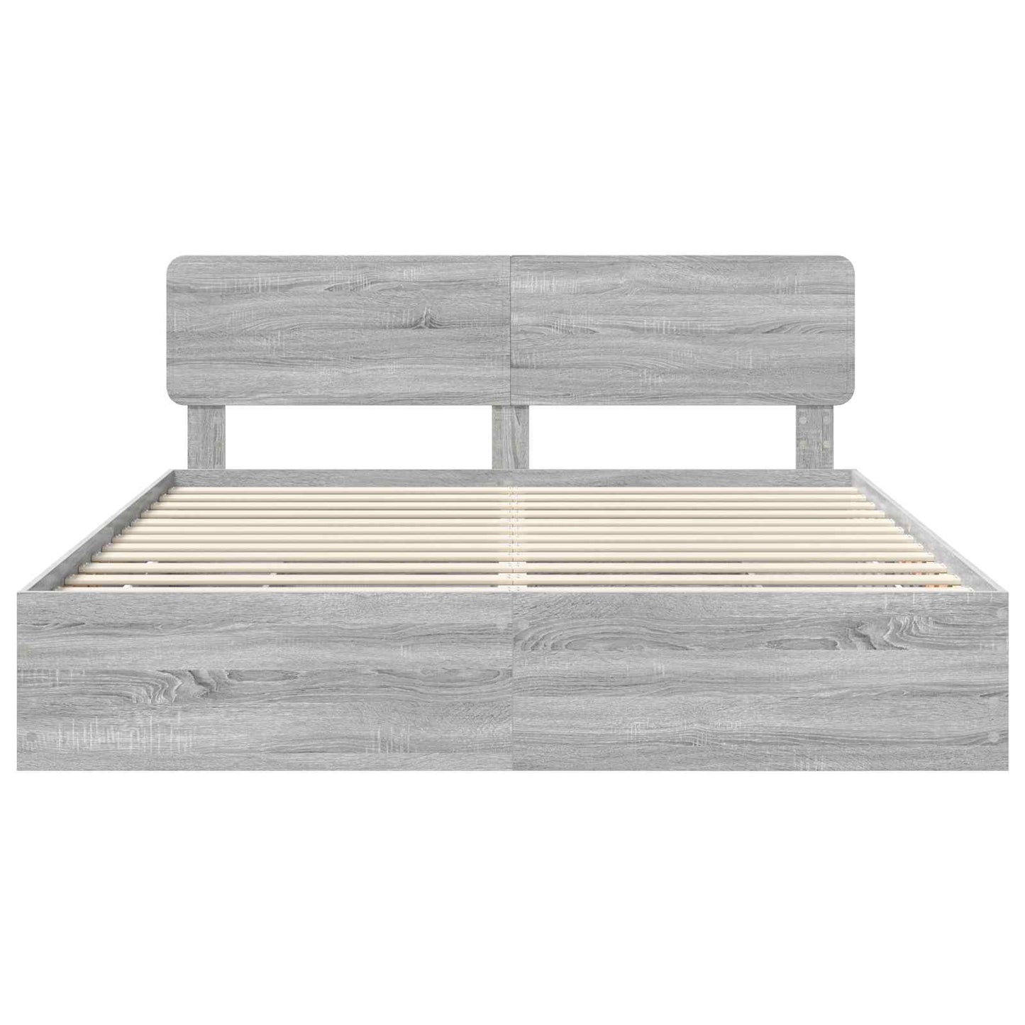 Bedframe met lade Grijze Sonoma 200 x 200 cm Geconstrueerd hout is nu te koop bij PeponiXL, paradijselijk wonen!