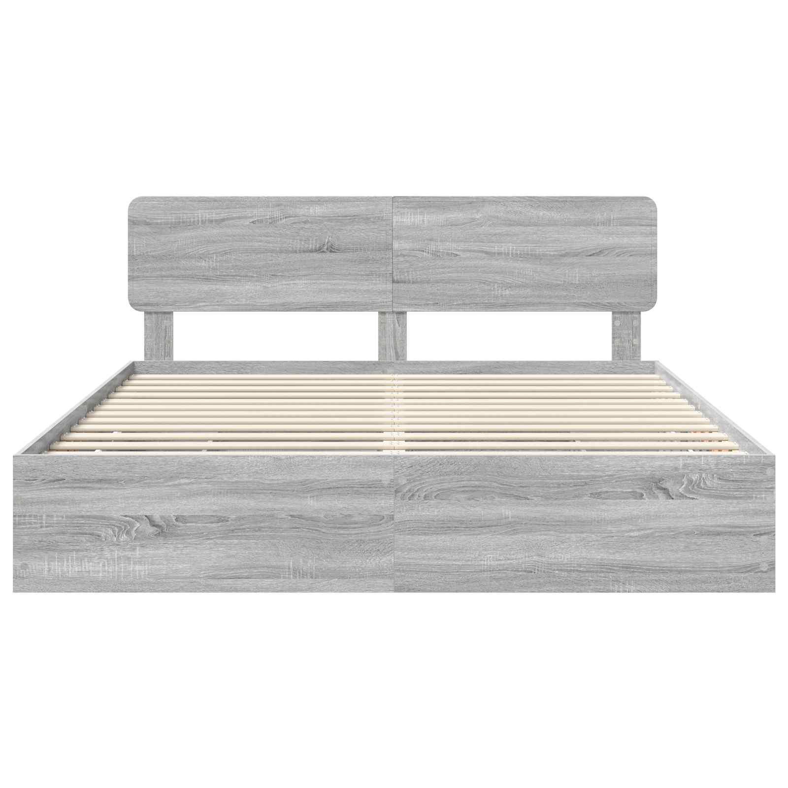 Bedframe met lade Grijze Sonoma 200 x 200 cm Geconstrueerd hout is nu te koop bij PeponiXL, paradijselijk wonen!