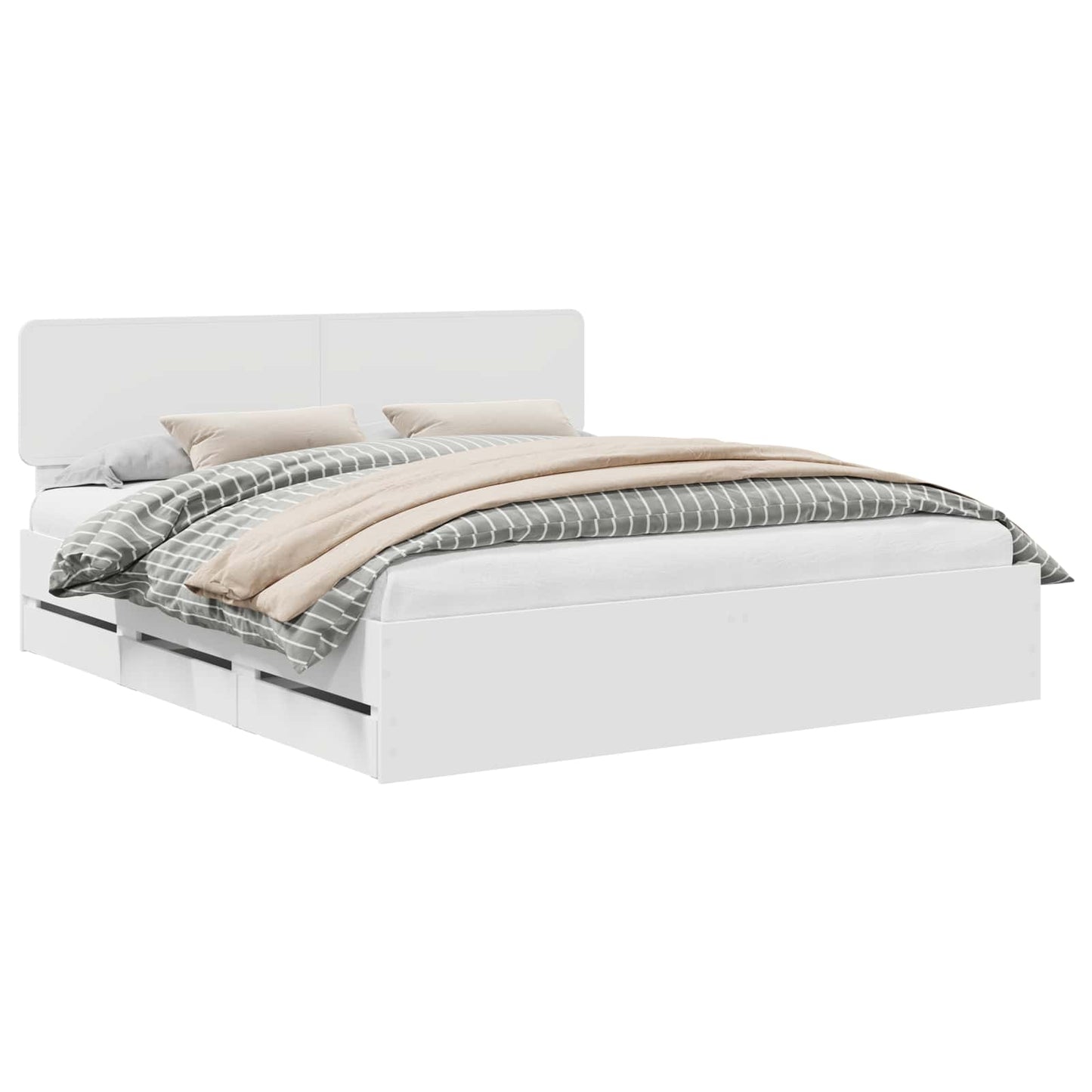 Bedframe met lade Wit 180 x 200 cm Geconstrueerd hout is nu te koop bij PeponiXL, paradijselijk wonen!