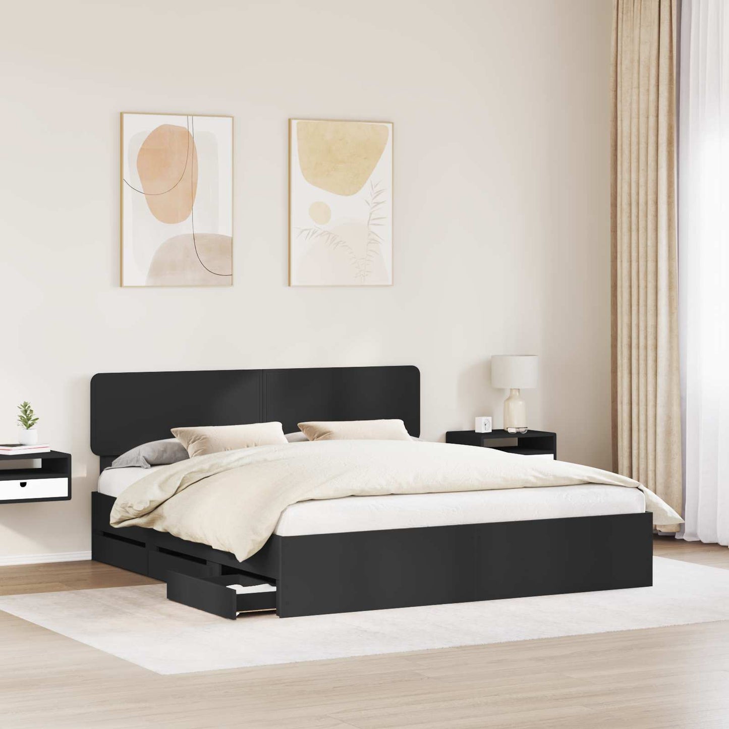 Bedframe met lade Zwart 180 x 200 cm Geconstrueerd hout is nu te koop bij PeponiXL, paradijselijk wonen!