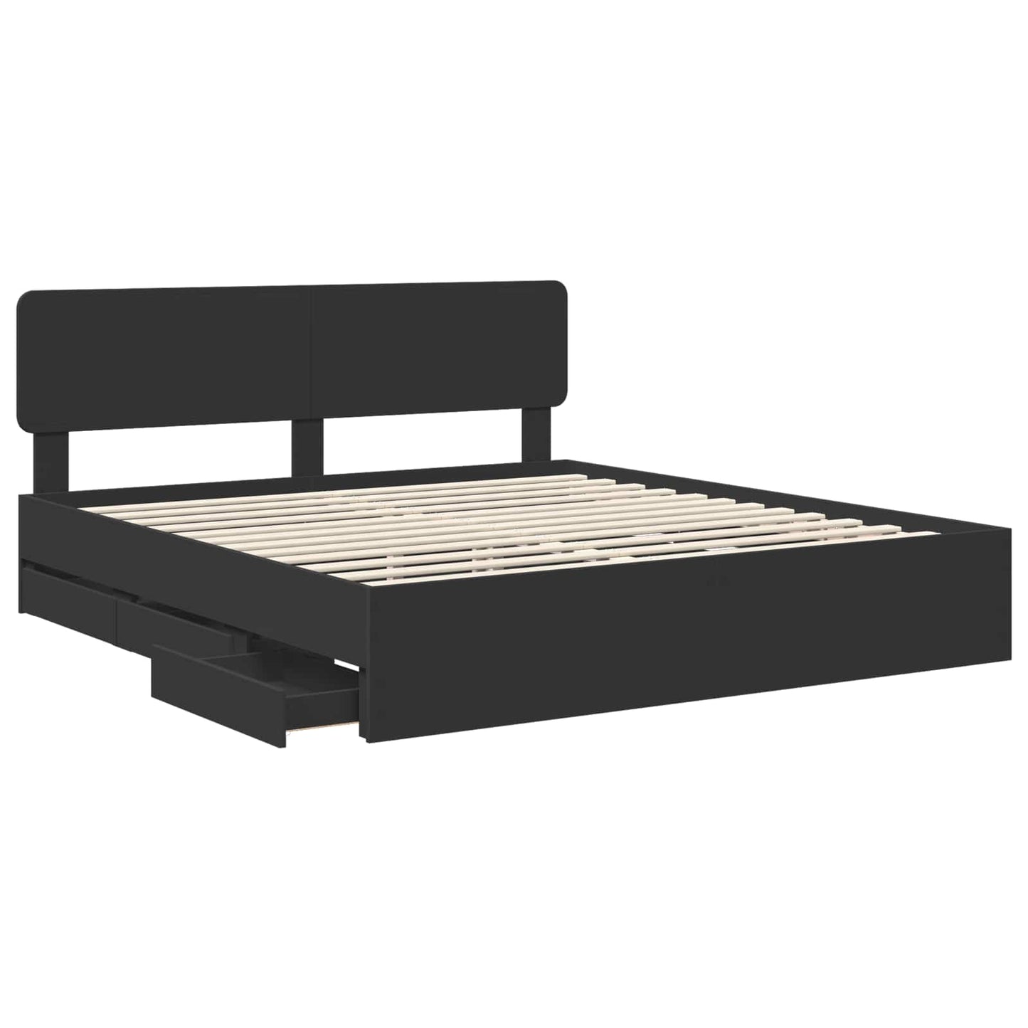 Bedframe met lade Zwart 180 x 200 cm Geconstrueerd hout is nu te koop bij PeponiXL, paradijselijk wonen!