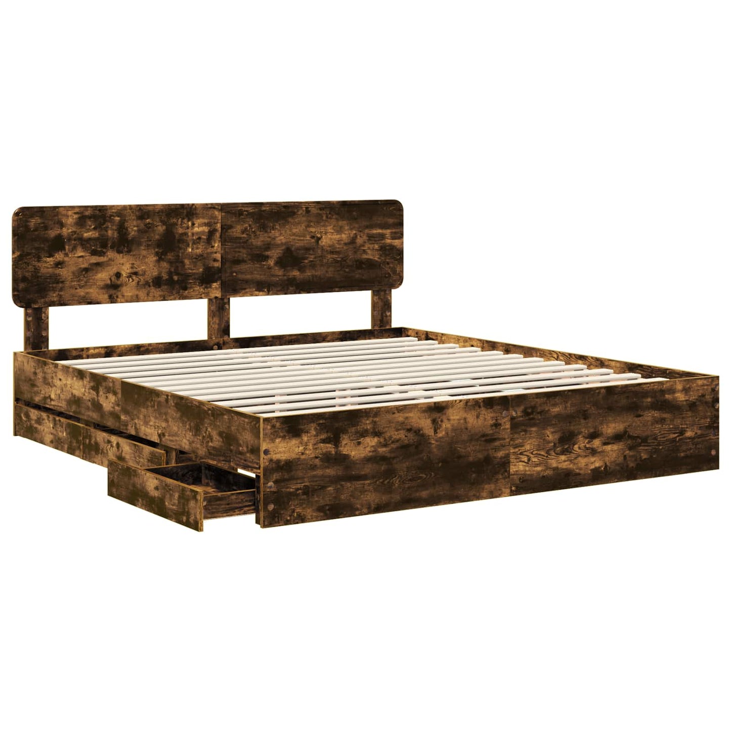 Bedframe met lade Gerookte Eik 180 x 200 cm Geconstrueerd hout is nu te koop bij PeponiXL, paradijselijk wonen!