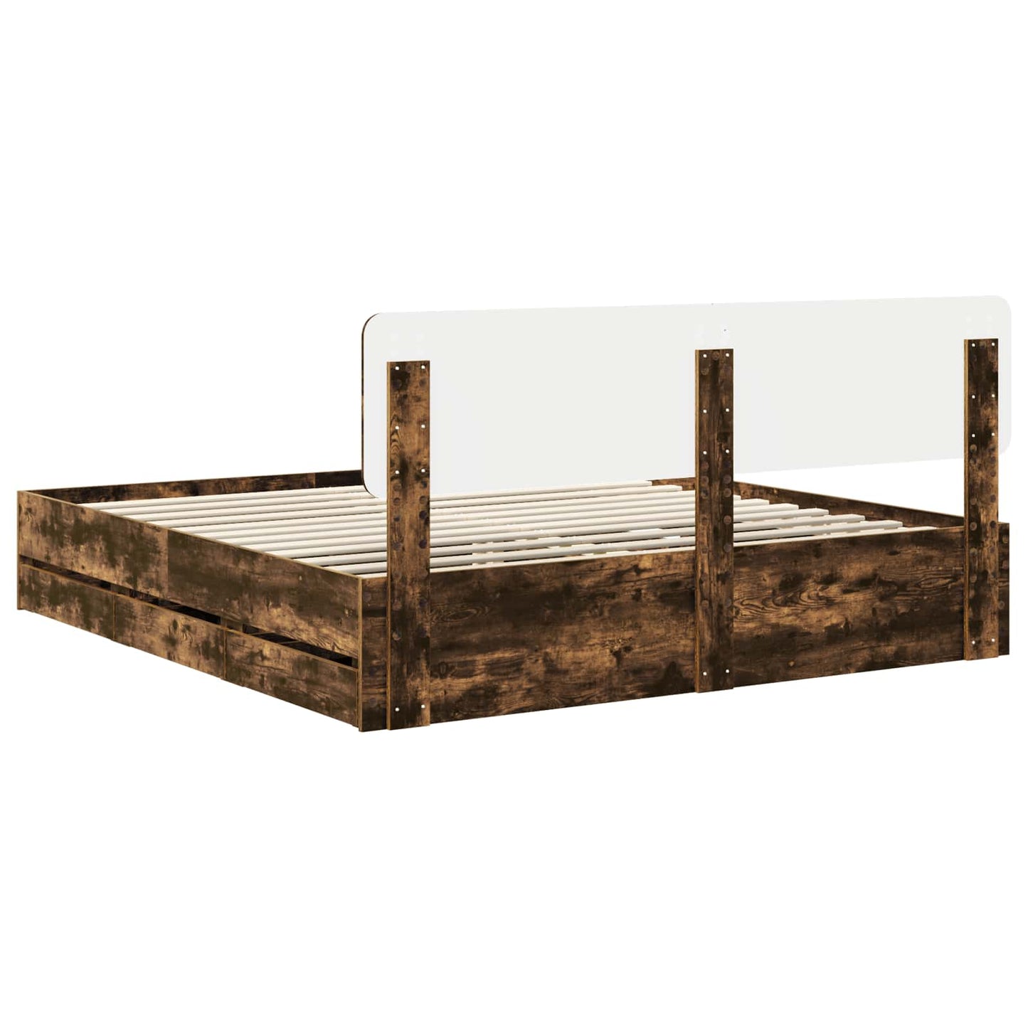 Bedframe met lade Gerookte Eik 180 x 200 cm Geconstrueerd hout is nu te koop bij PeponiXL, paradijselijk wonen!