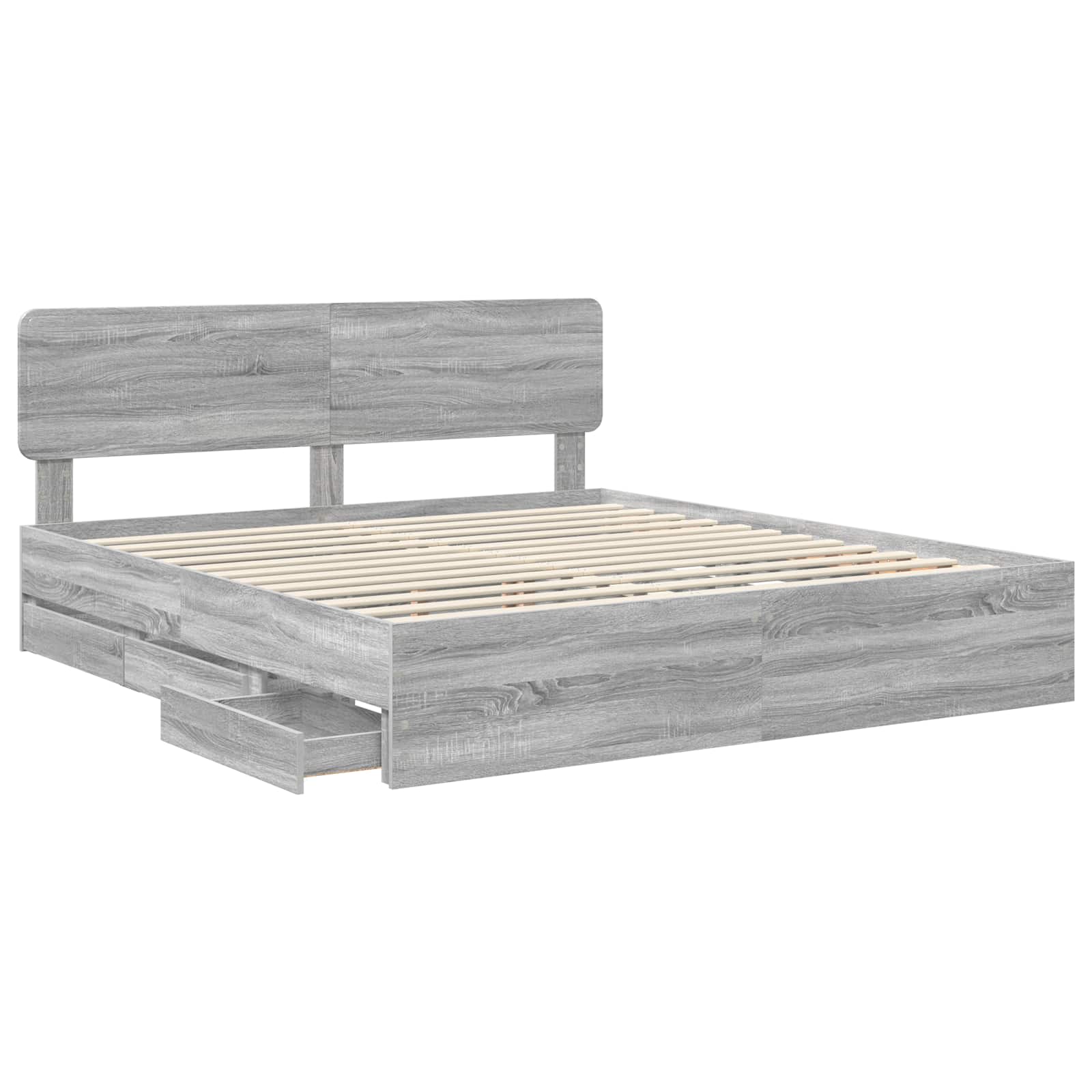 Bedframe met lade Grijze Sonoma 180 x 200 cm Geconstrueerd hout is nu te koop bij PeponiXL, paradijselijk wonen!
