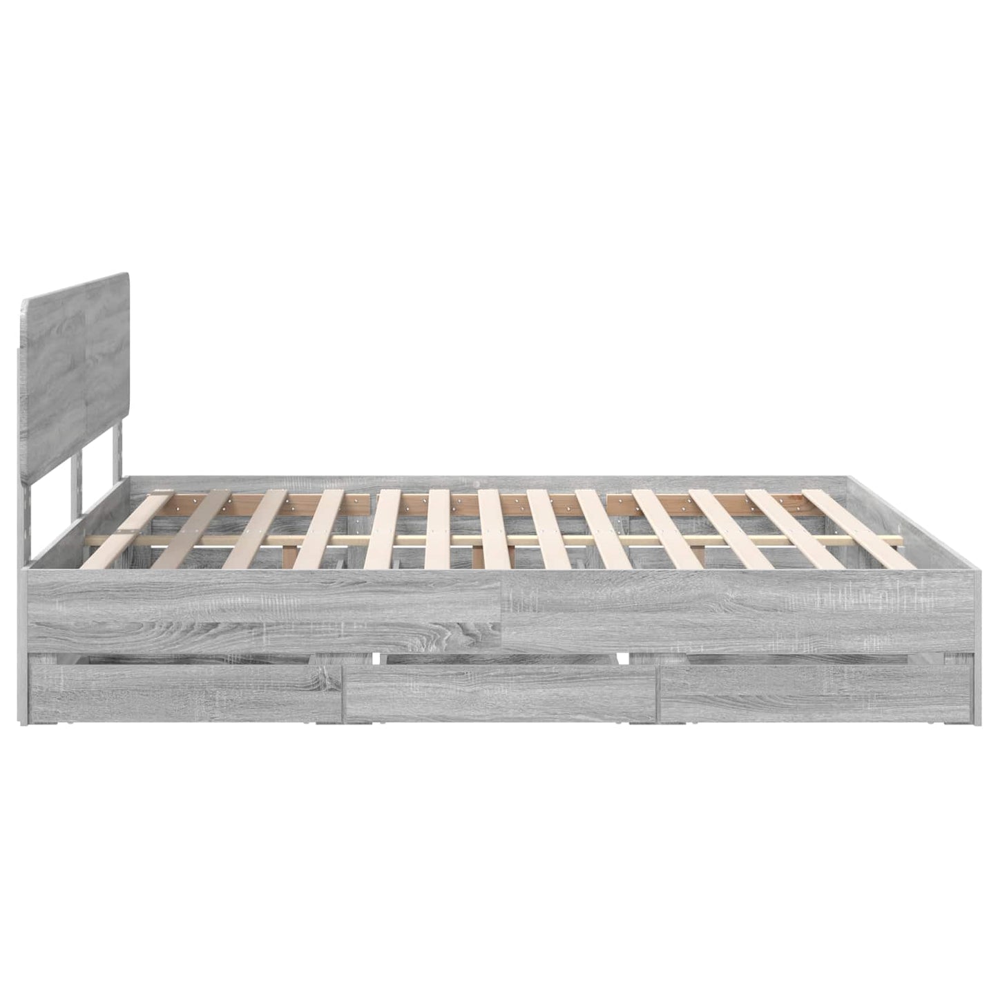 Bedframe met lade Grijze Sonoma 180 x 200 cm Geconstrueerd hout is nu te koop bij PeponiXL, paradijselijk wonen!