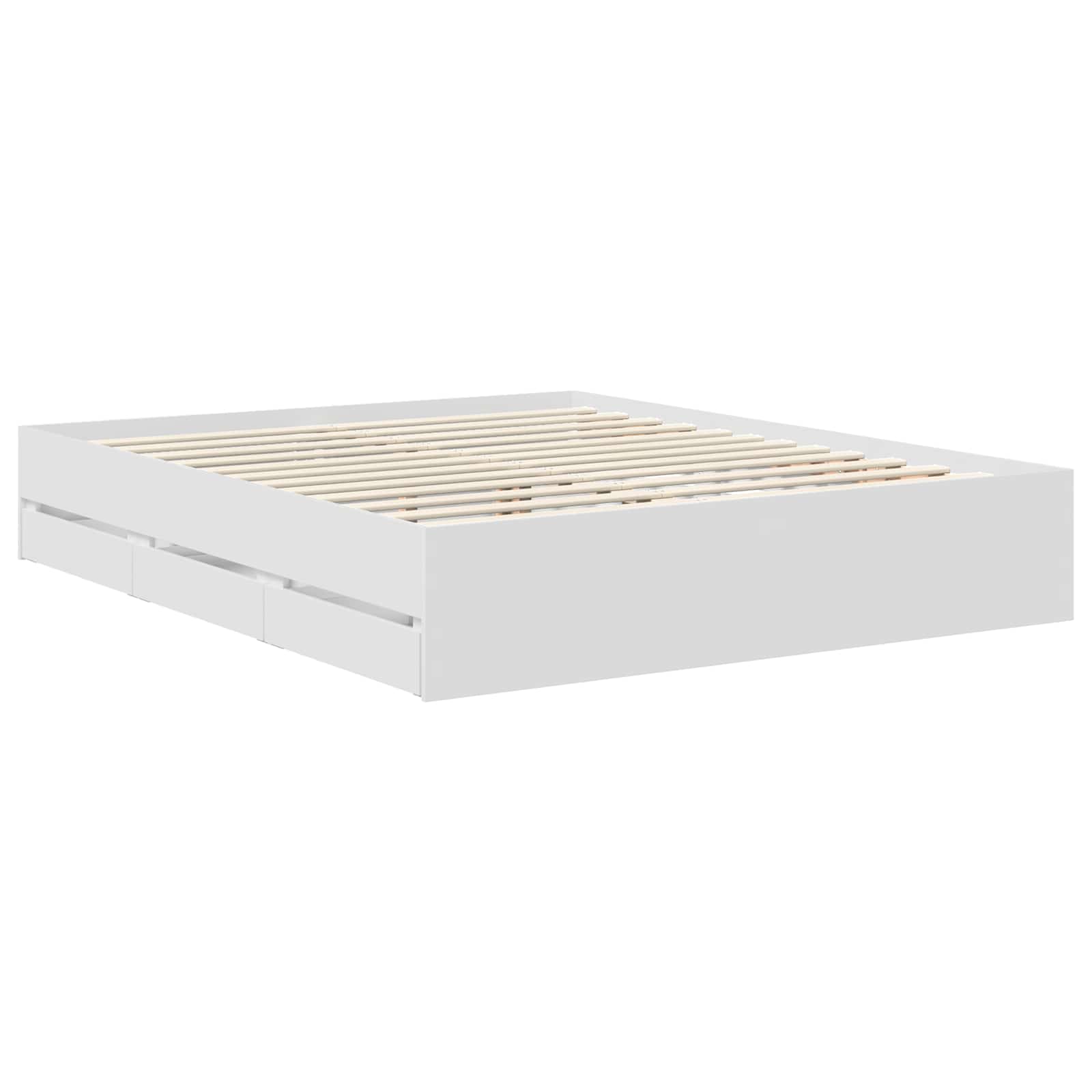 Bedframe met lade Wit 160 x 200 cm Geconstrueerd hout is nu te koop bij PeponiXL, paradijselijk wonen!