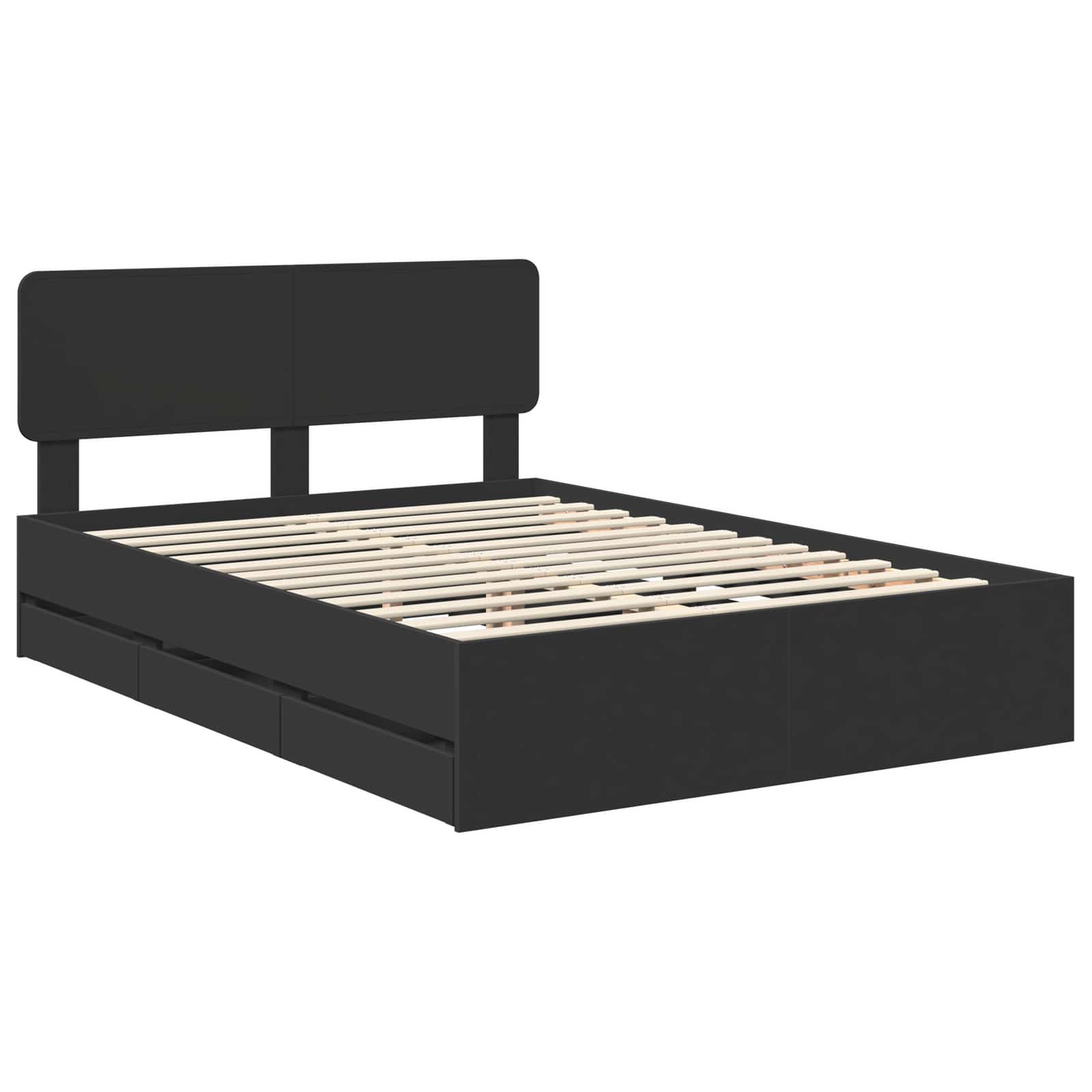 Bedframe met lade Zwart 160 x 200 cm Geconstrueerd hout is nu te koop bij PeponiXL, paradijselijk wonen!