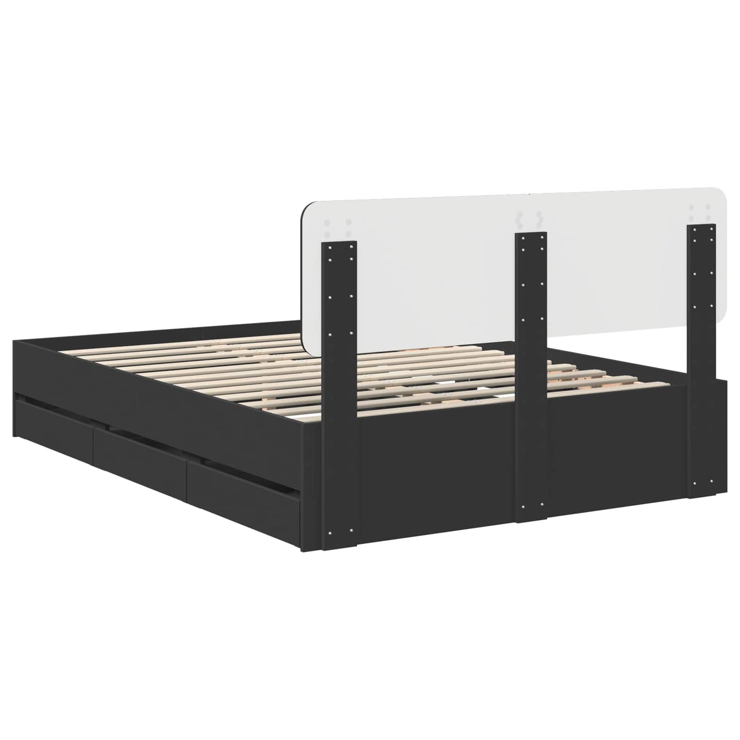 Bedframe met lade Zwart 160 x 200 cm Geconstrueerd hout is nu te koop bij PeponiXL, paradijselijk wonen!